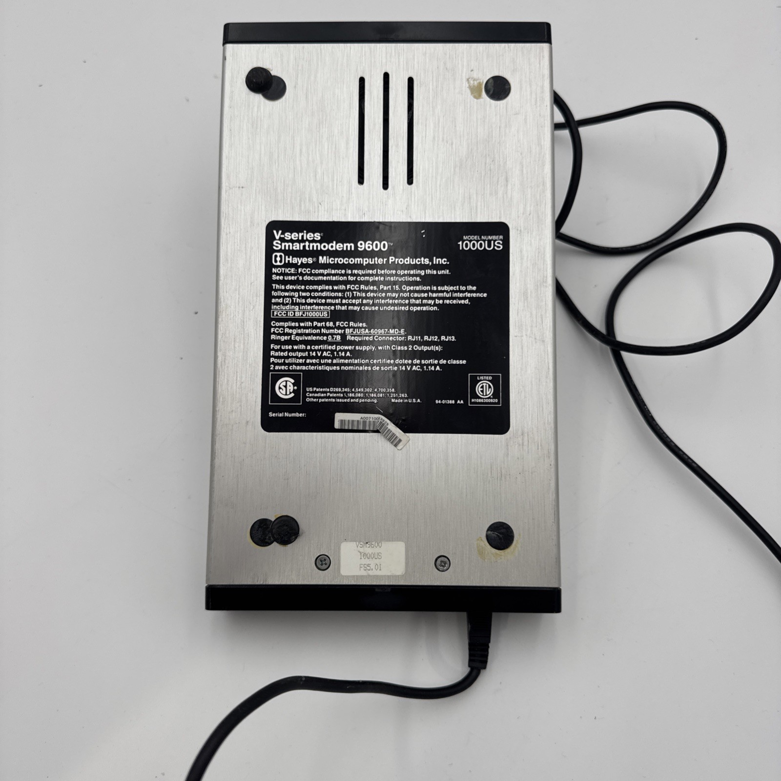 Hayes V_Series ULTRA Smartmodem 9600 1000US with Serial Port Adapter