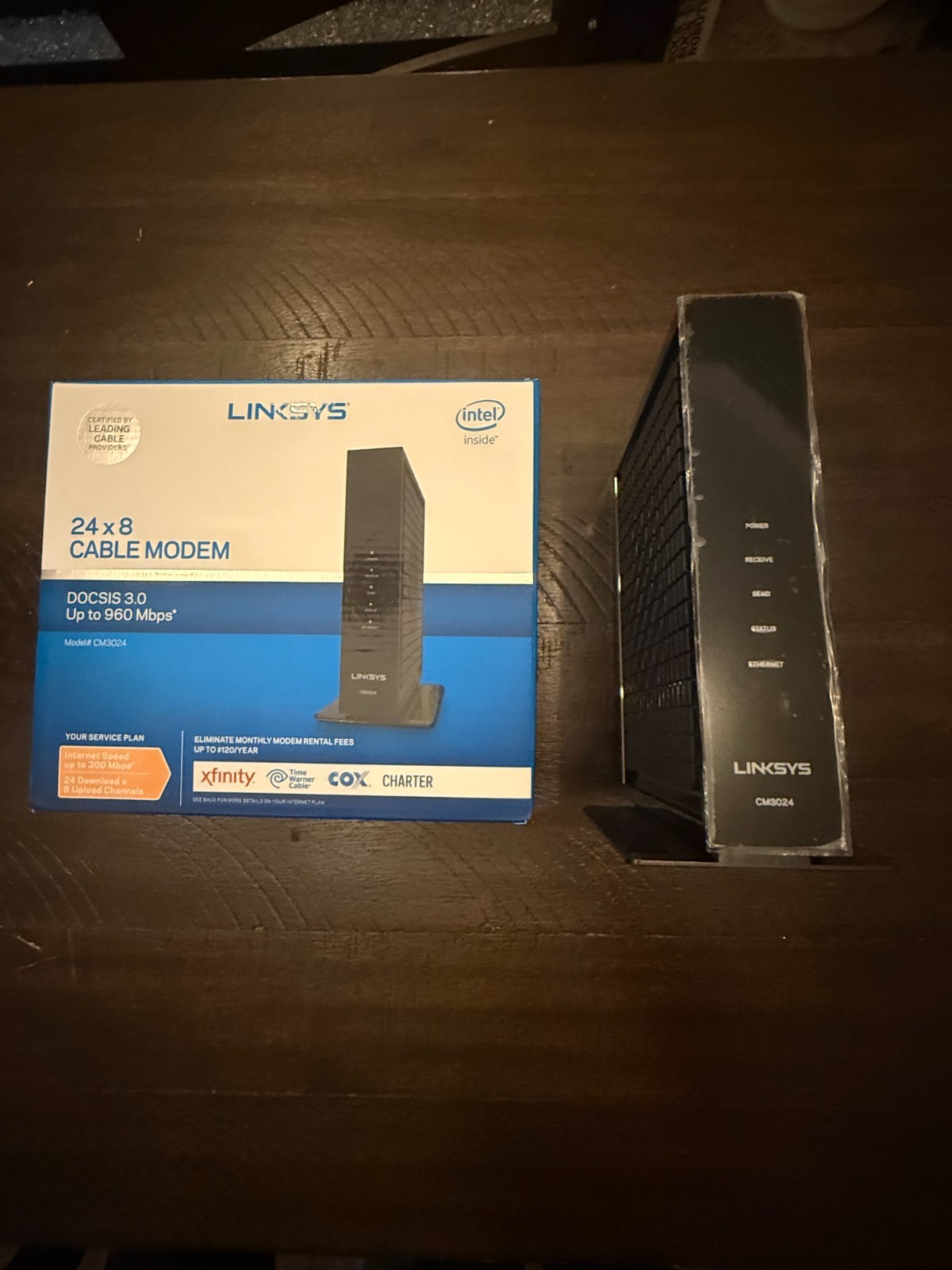 Linksys Modem DOCSIS 3.0 24×8 High Speed Cable Modem CM3024 960Mbps Black