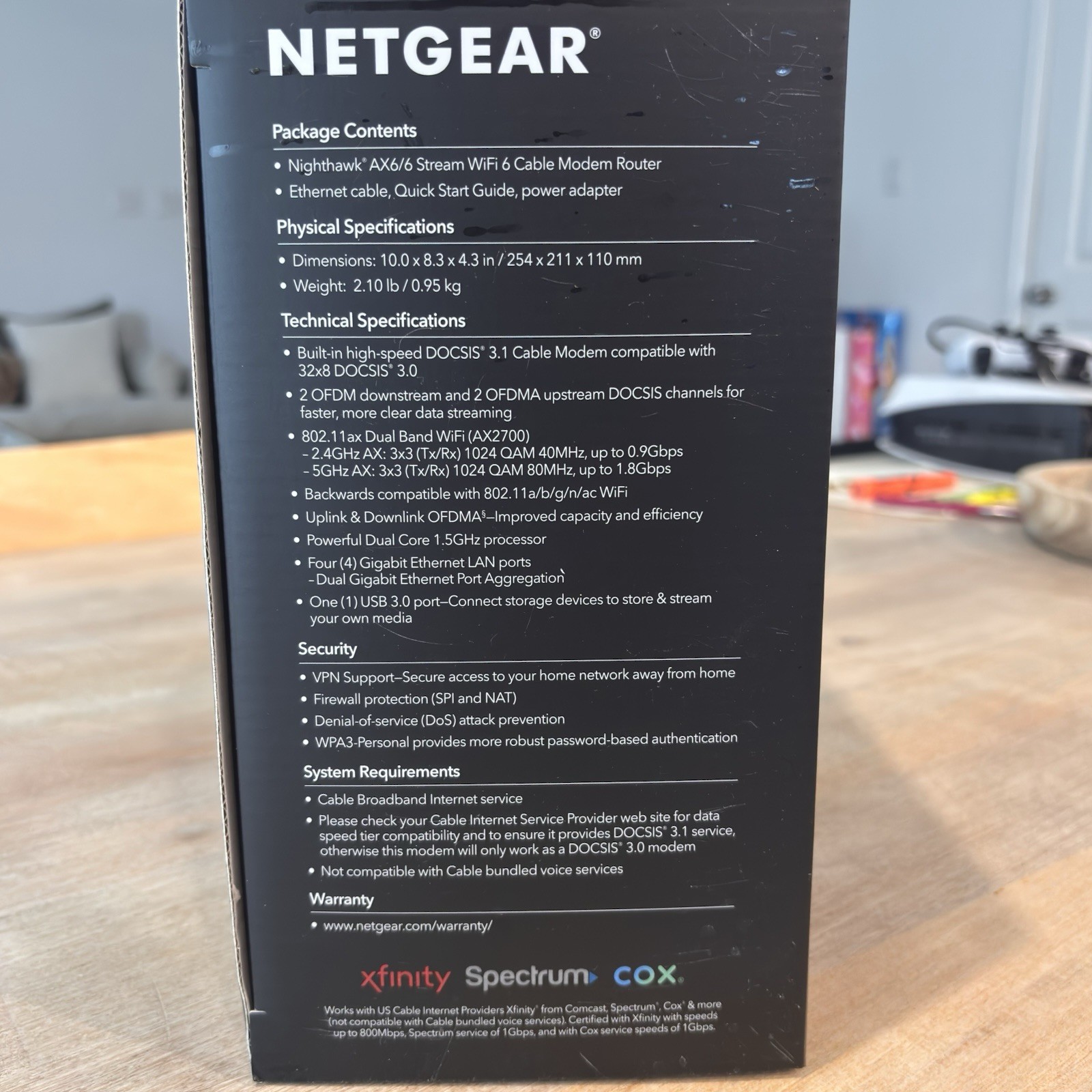 NETGEAR Nighthawk Wifi Cable Modem Router Cable Gateway DOCSIS 3.1 AX2700 NEW