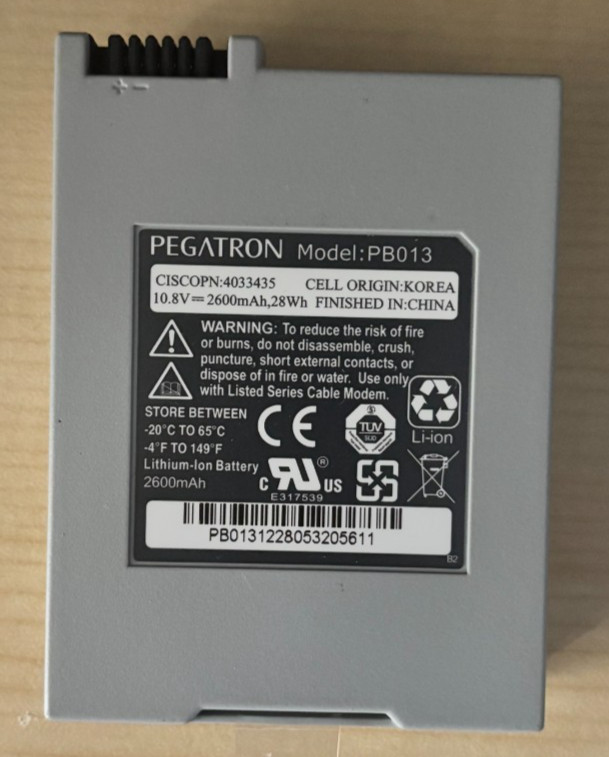 NEW PEGATRON PB013 modem Lithium Ion Battery for Cisco DPQ3212 10.8V