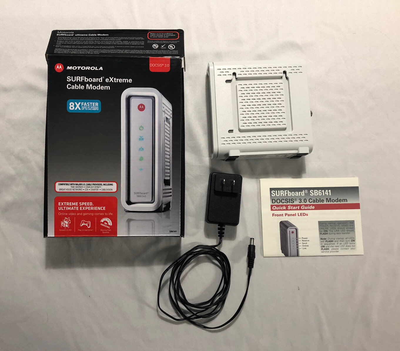 Used Motorola SURFboard EXtreme Cable Modem Model SB6141 with DOCSIS 3.0 -White