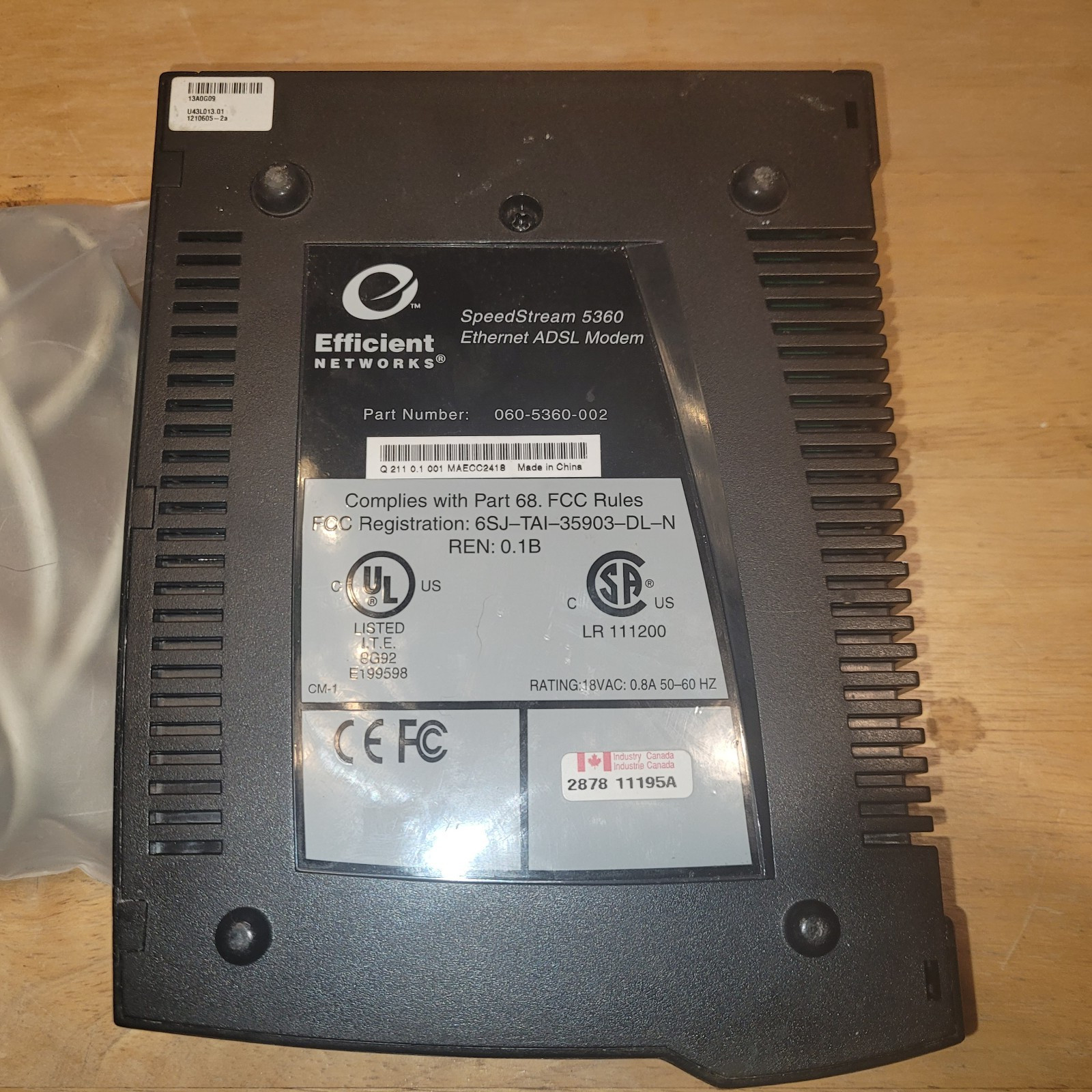 SpeedStream 5360 Ethernet ADSL Modem w/Ethernet Cord