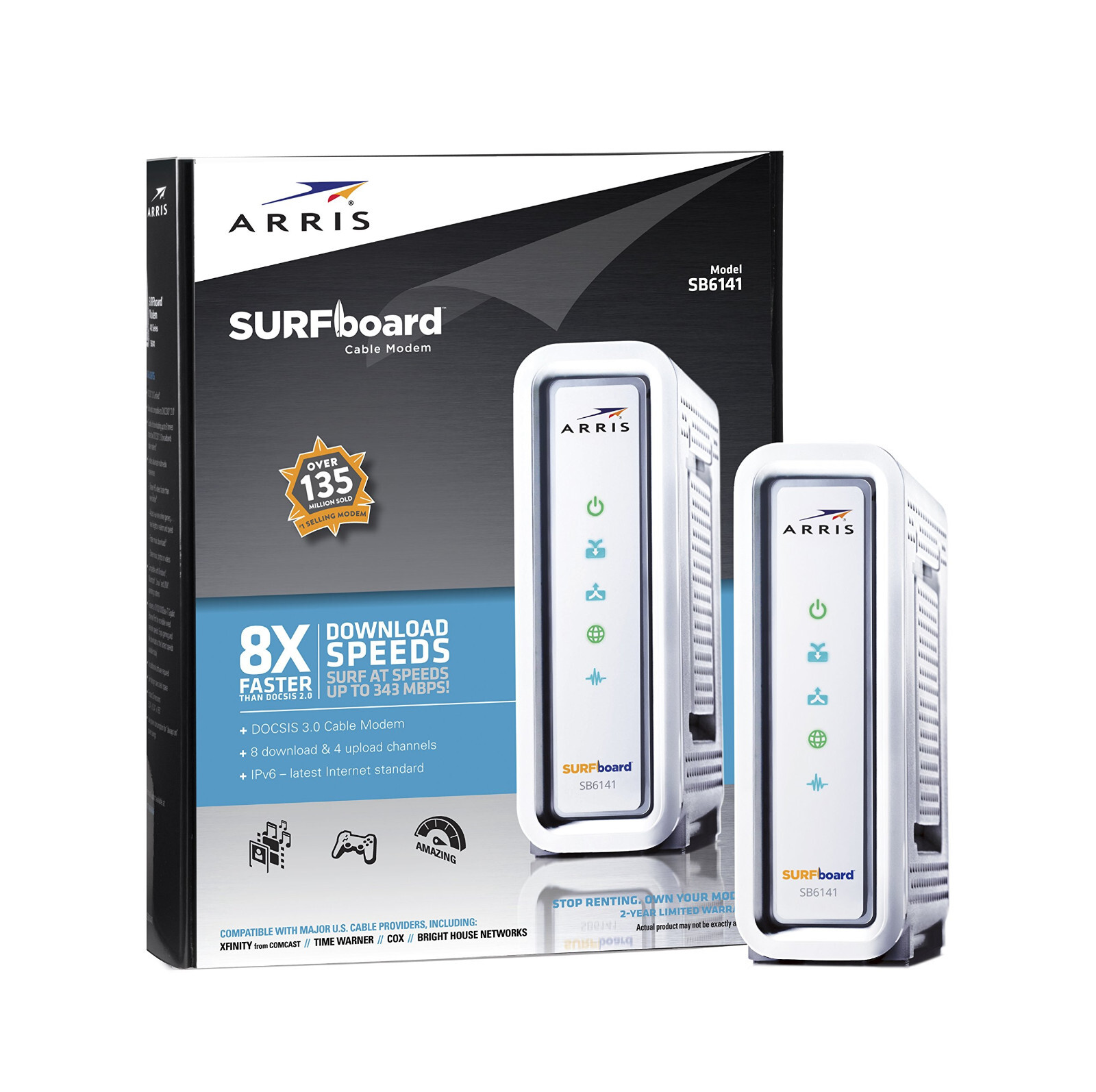 ARRIS SURFboard SB6141 Modem 400 Series 8×4 DOCSIS 3.0 343 Mbps