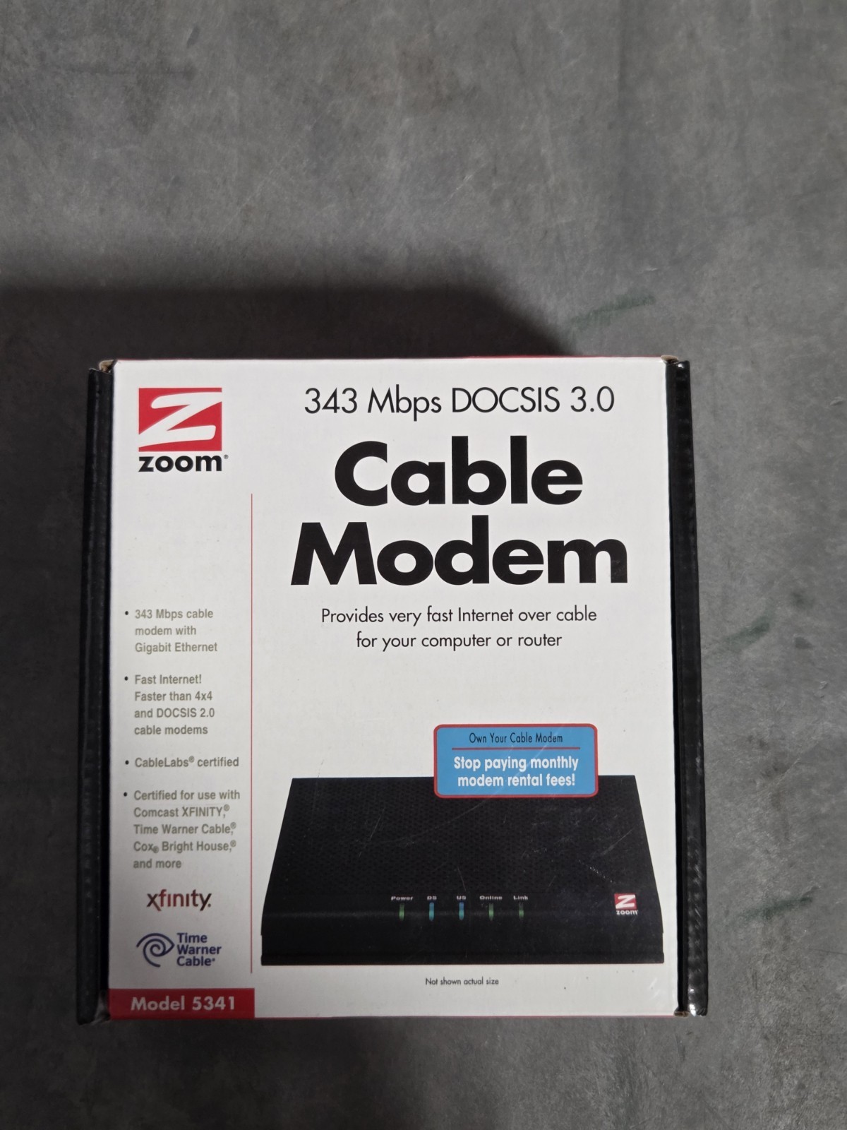 NEW Zoom 343 Mbps DOCSIS 3.0 Cable Modem Model: 5341