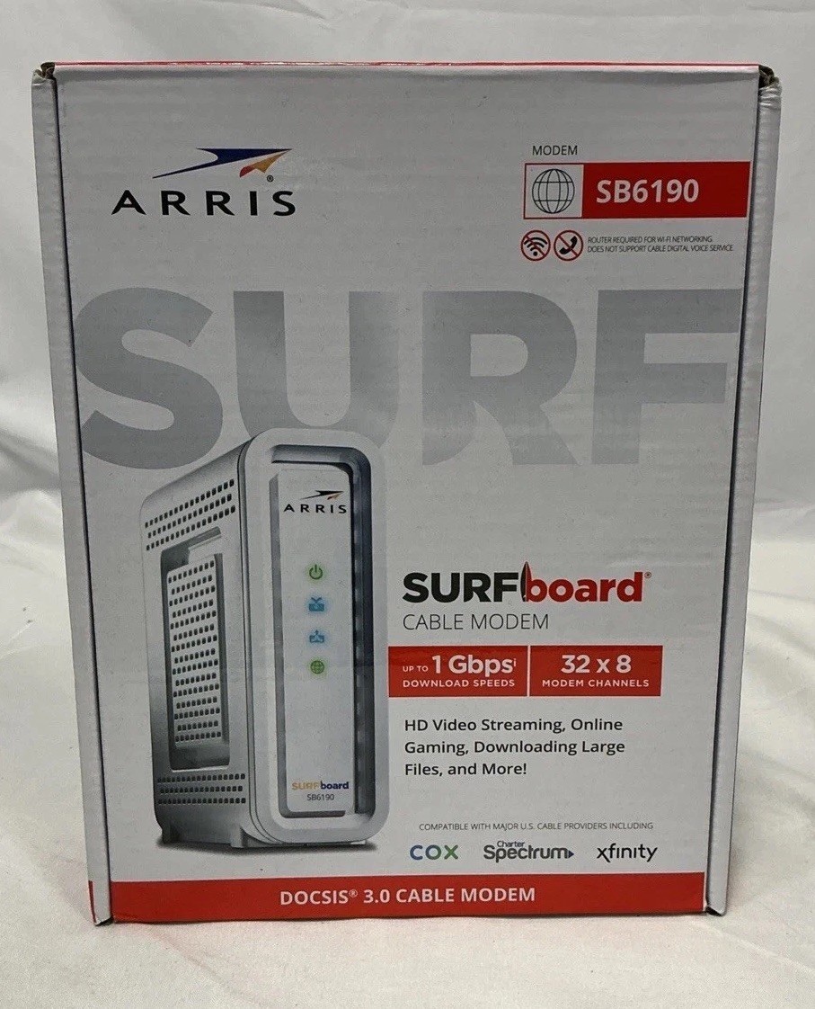 ARRIS Surfboard SB6190-RB DOCSIS 3.0 Cable Modem, White