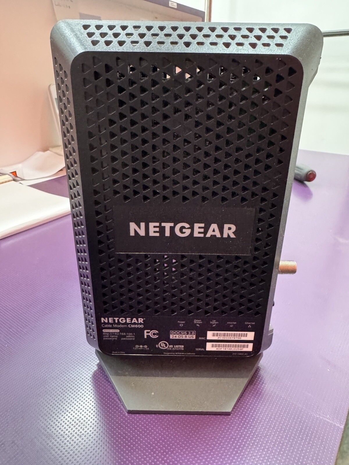 NETGEAR CM600-1AZNAS 960Mbps DOCSIS 3.0 Cable Modem
