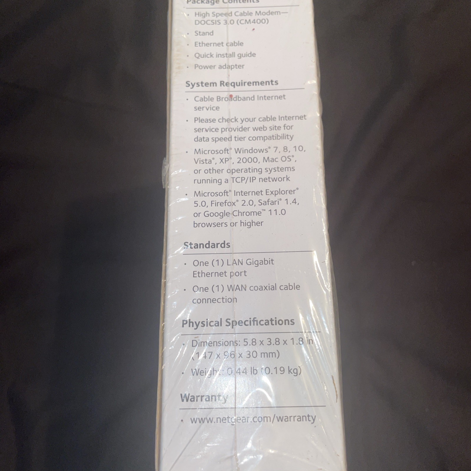 Netgear DOCSIS 30 (CM400-100NAS) 340 Mbps