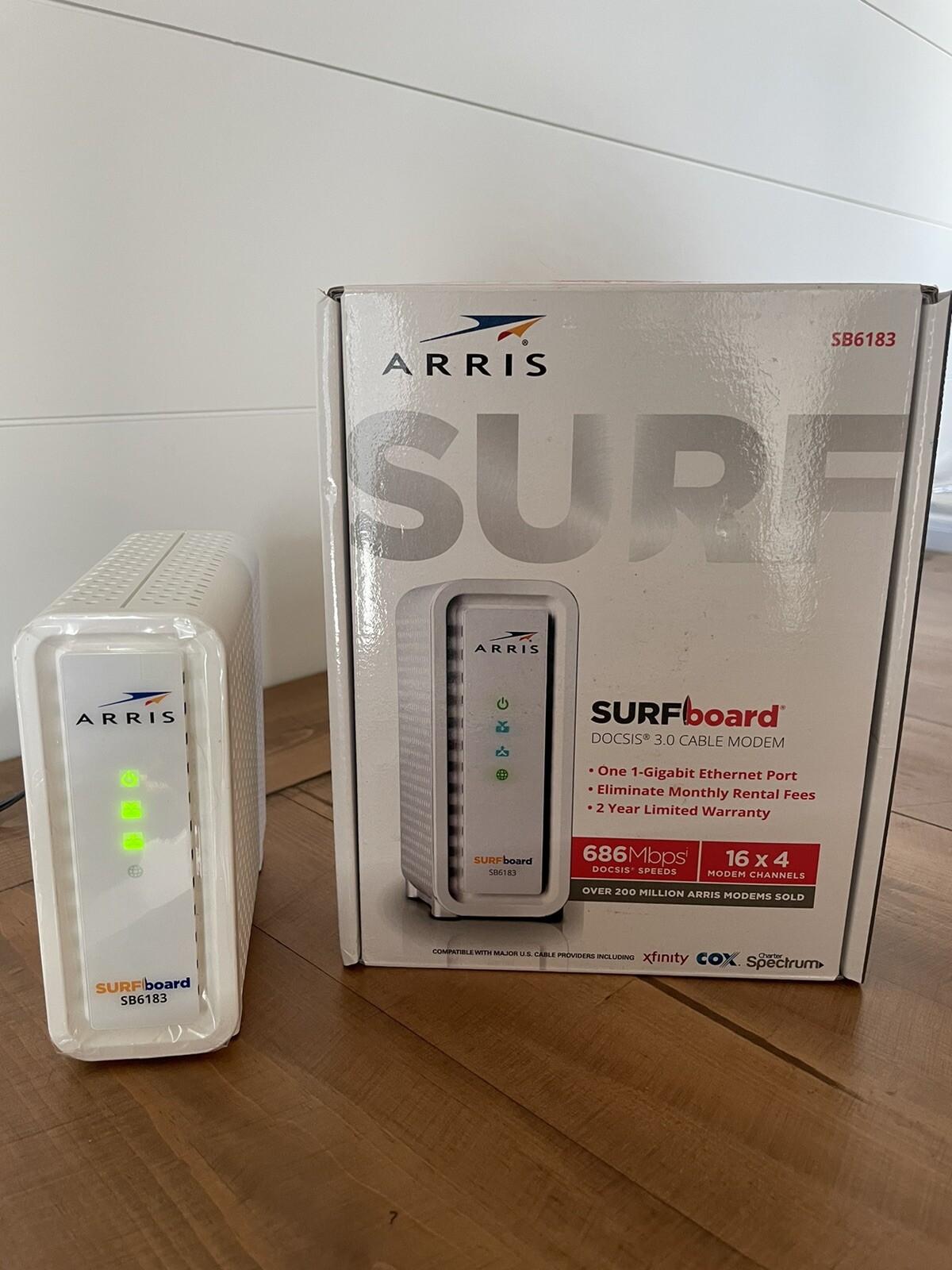 ARRIS SB6183 SURFBoard DOCSIS Speed 3.0 Cable Modem Xfinity Cox Spectrum – White