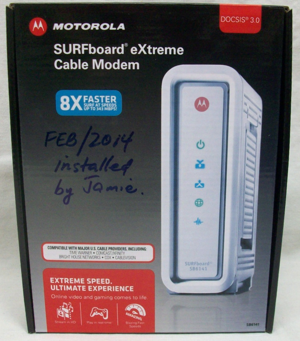 EXL+ In Box ARRIS / Motorola SurfBoard SB6141 DOCSIS 3.0 Cable Modem – White