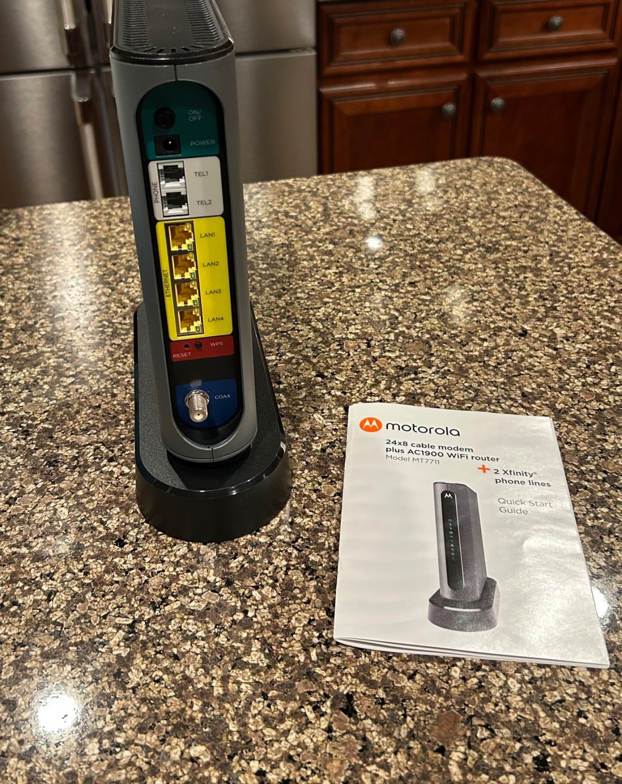 Motorola Cable Modem Wi-Fi Gigabit Router Model No. MT7711-AC1900-Power Boost