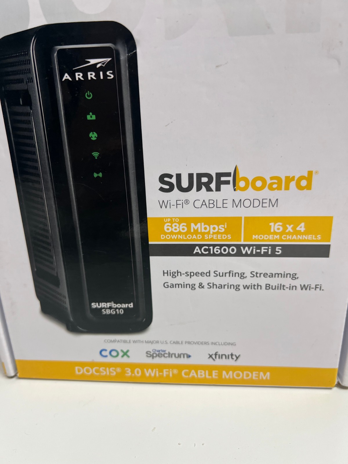 Arris SURFboard SBG10 Wireless Router – Cable Modem 2-Port Switch – 1GbE – WiFi5