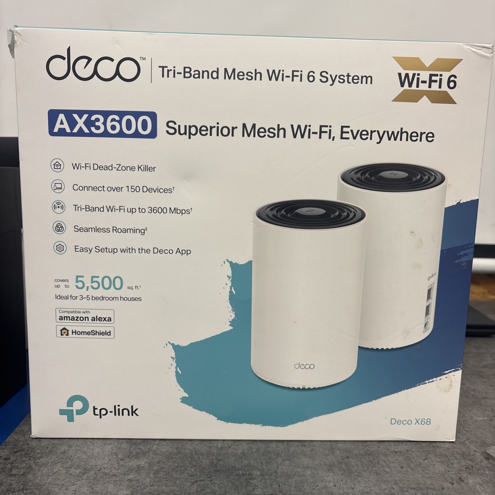 2 TP-Link Deco X68 Tri Band WiFi 6 DECO X68 AX3600 Whole Home Mesh WiFi System
