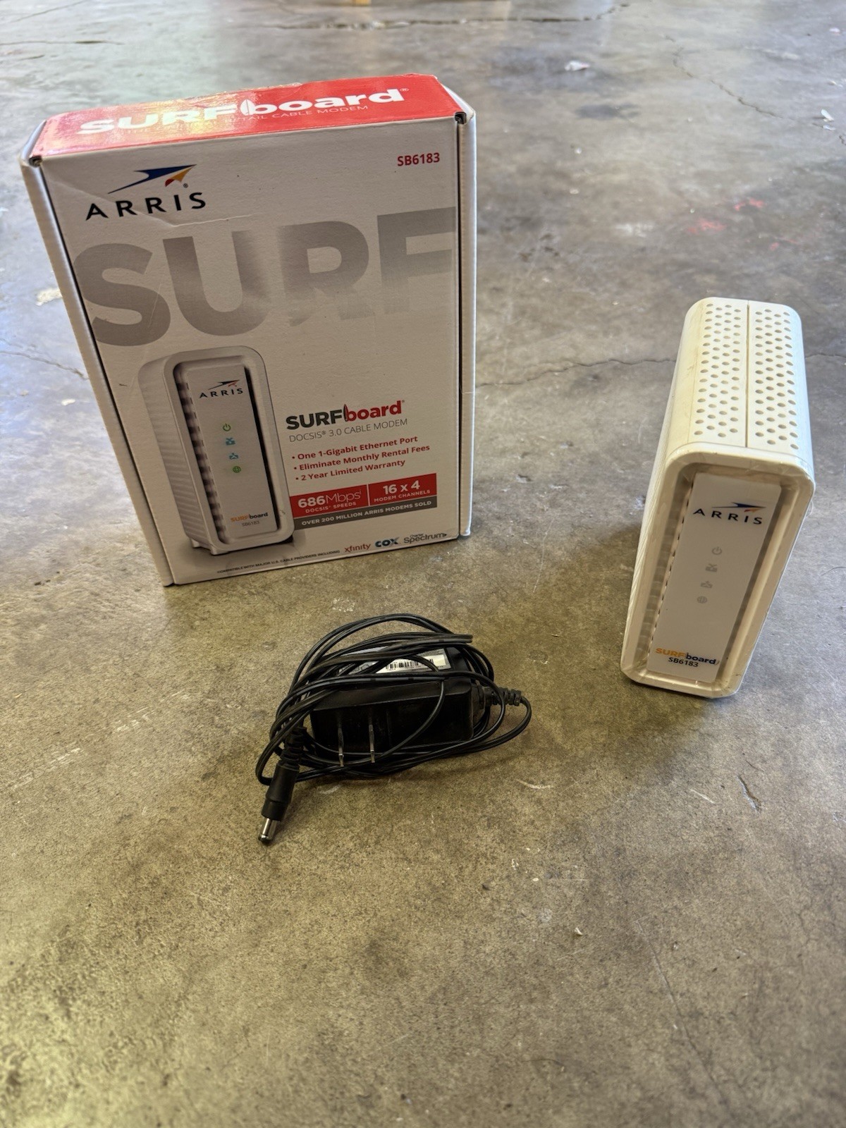 ARRIS SB6183 686 Mbps Cable Modem, White – Used – Tested – MAC Released