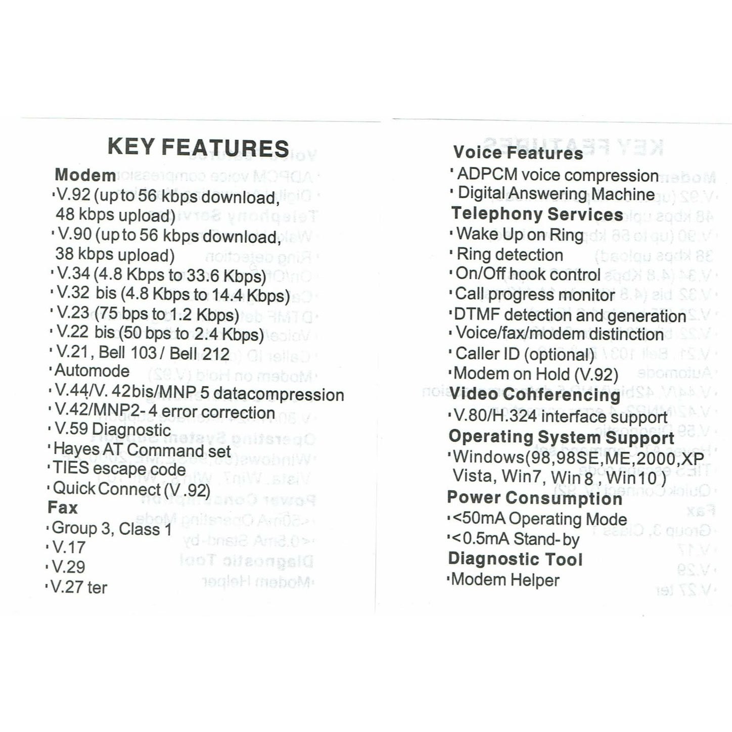 USB 56K External Dial Up Fax Data Modem Windows 10/8 / 7 / XP/Vista