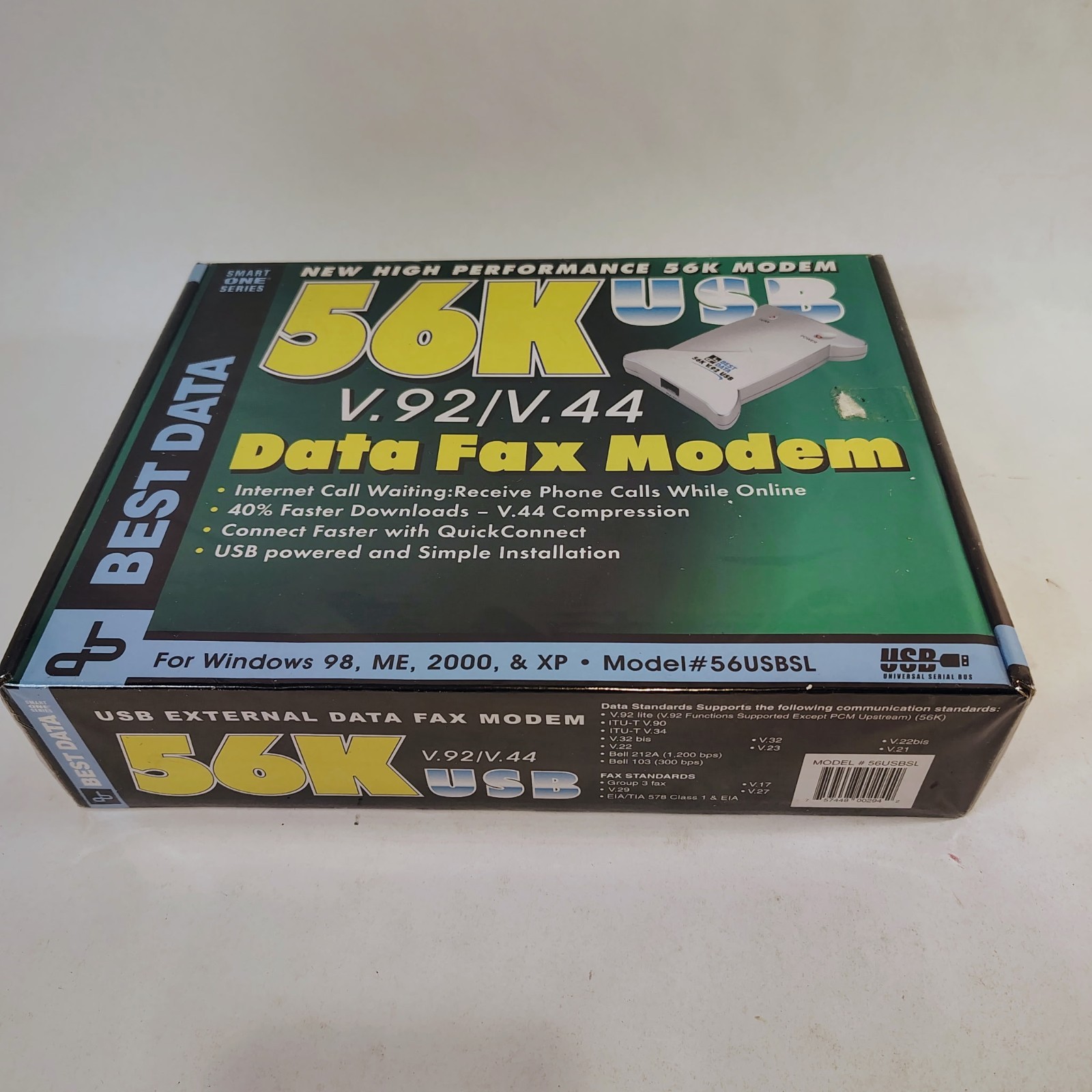 Best Data Smart One Series USB 56K External V.92/V.44 USB Data Fax Modem SEALED