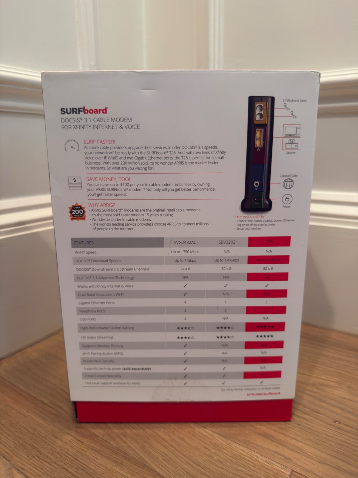 ARRIS T25 Cable Modem Fast DOCSIS 3.1 Gigabit Cable Modem