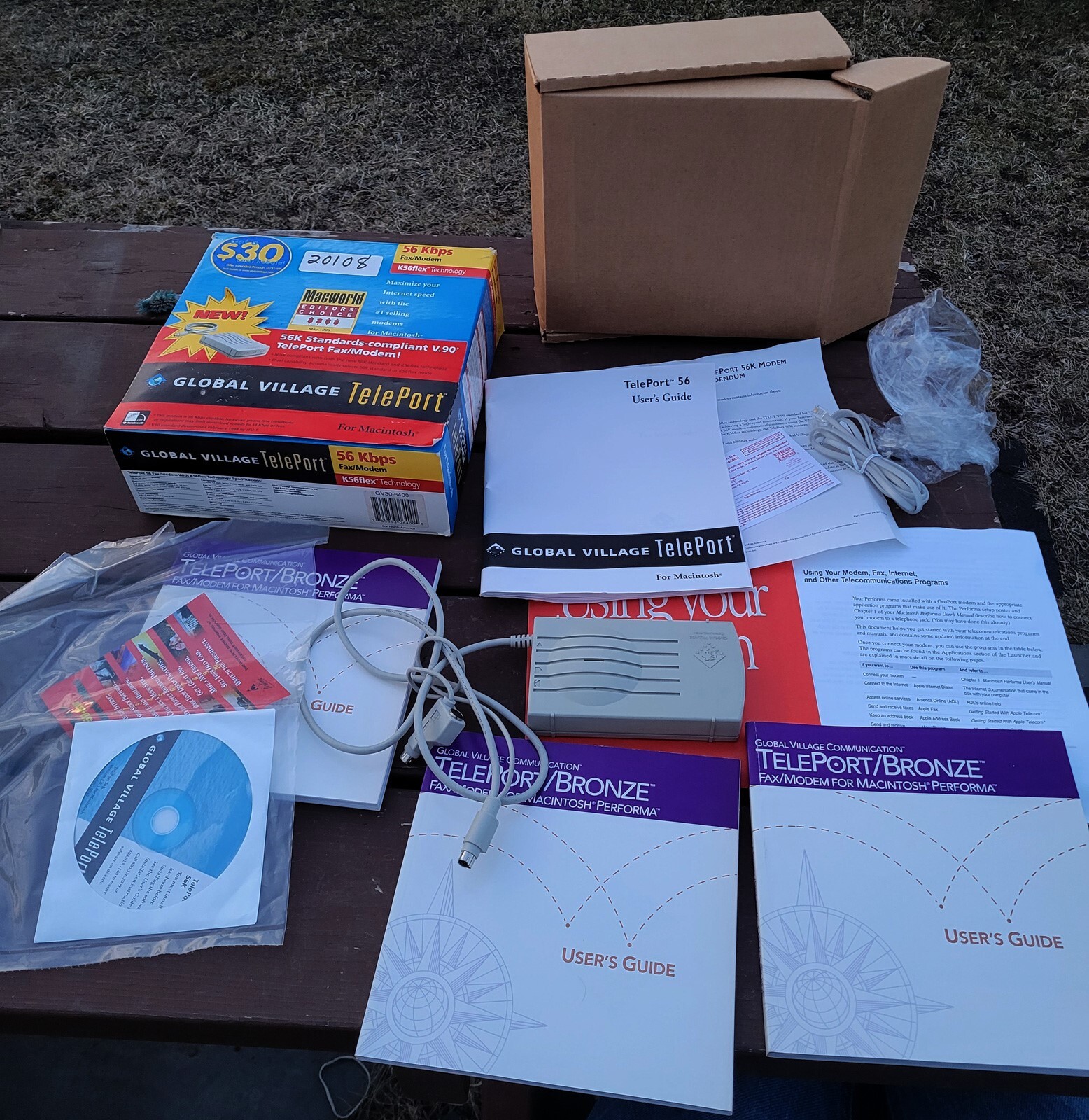 TelePort Bronze for Macintosh Performa A861 Dial Up Modem + Manuals & Other Box
