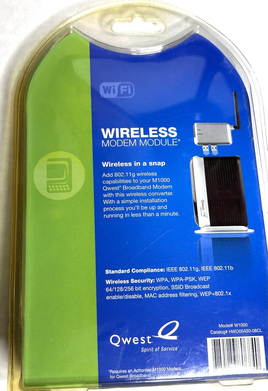 NEW Sealed Qwest Actiontec W1000 Wireless Modem Module Adapter for M1000 WiFi