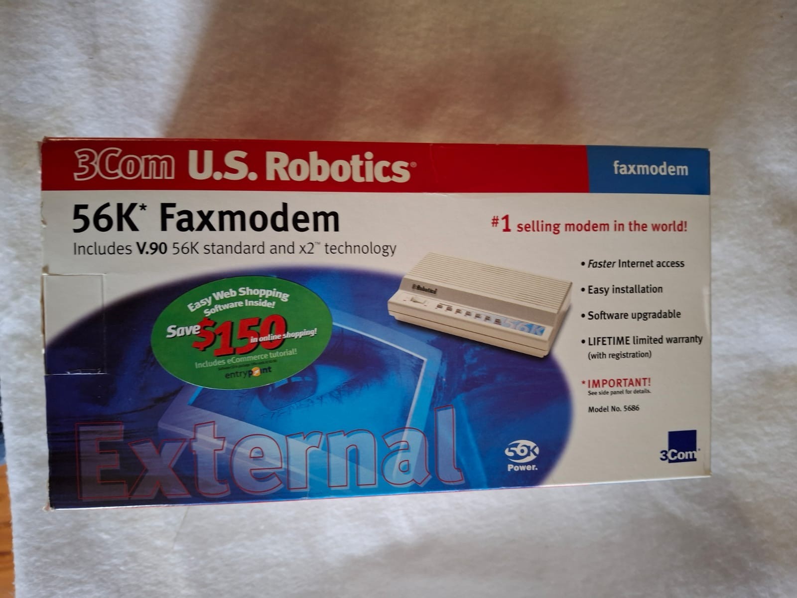 3COM U.S Robotics 5686 56K Faxmodem V.90 56K Standard and X2 Technology