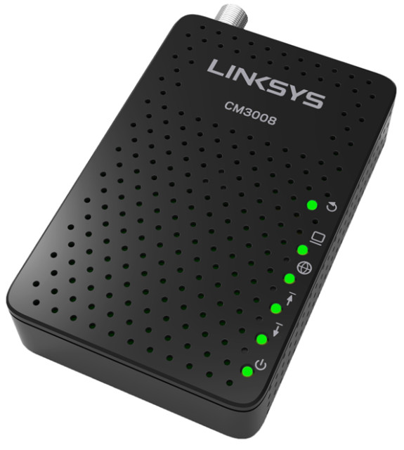 Linksys Model CM3008 Cable Modem DOCSIS 3.0 Bonded Channels Up To 343 Mbps