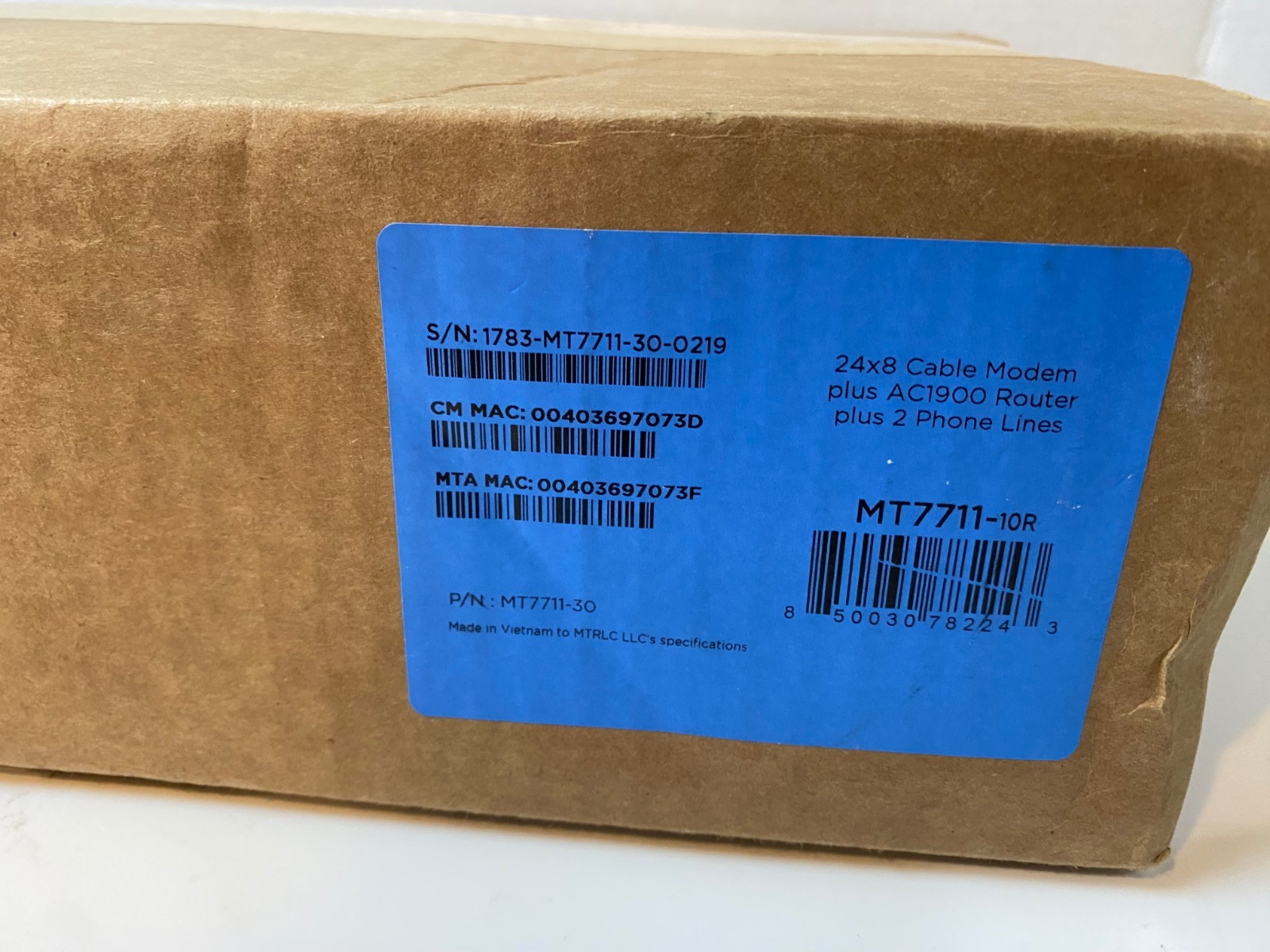 Motorola MT7711 24X8 Cable Modem and AC1900 Dual Band Wi-Fi Gigabit Router 2…