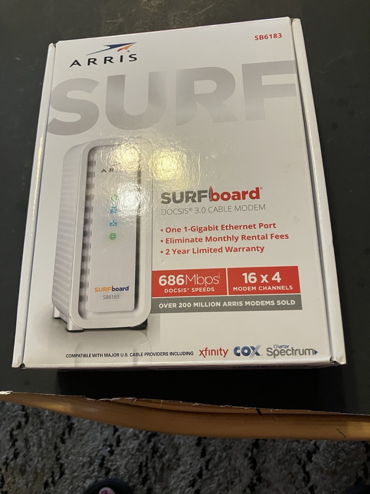 ARRIS SB6183 Surfboard DOCSIS 3.0 Cable Modem for Cox Spectrum Xfinity