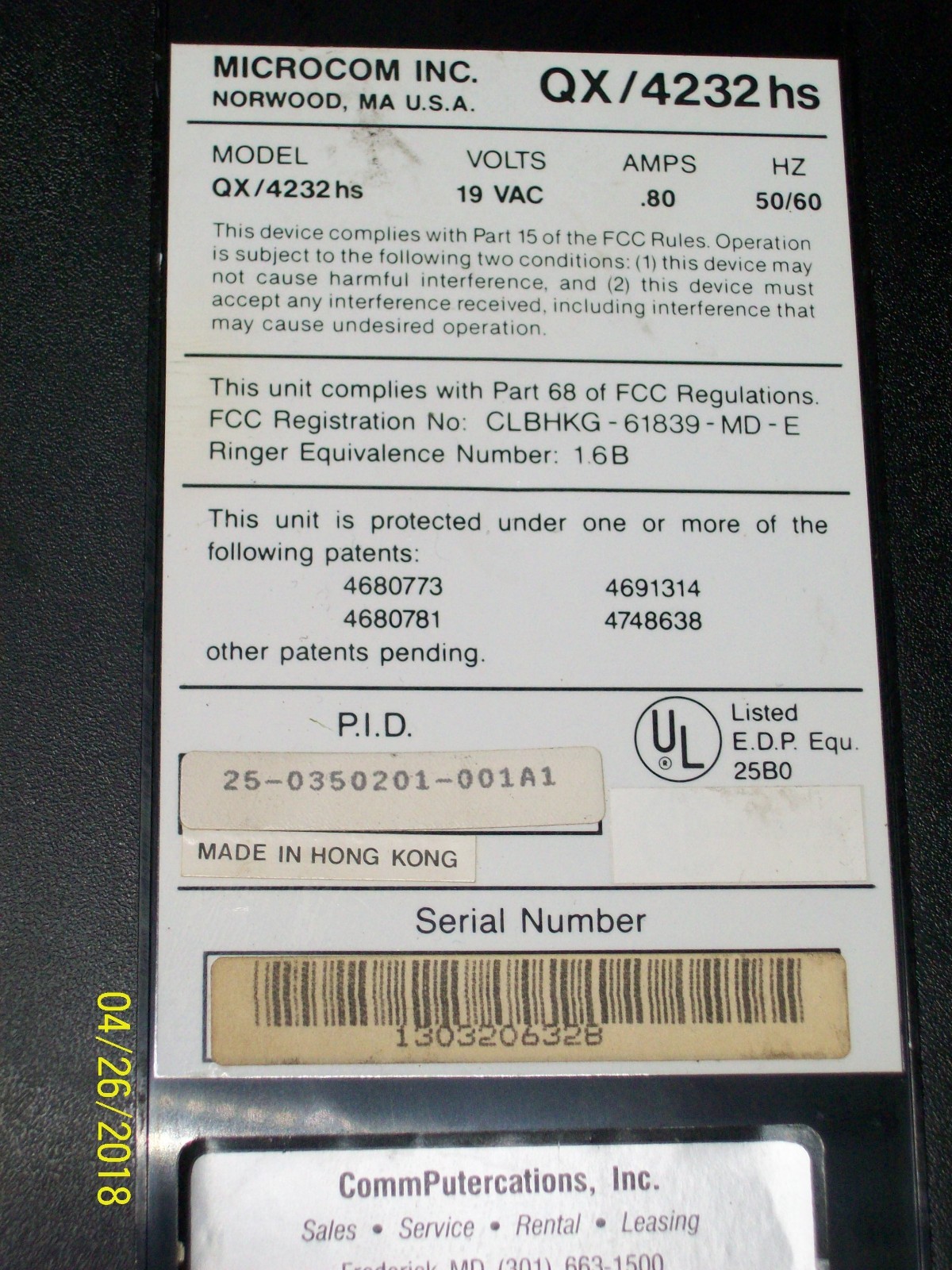 MICROCOM QX/4232 hs EXTERNAL MODEM