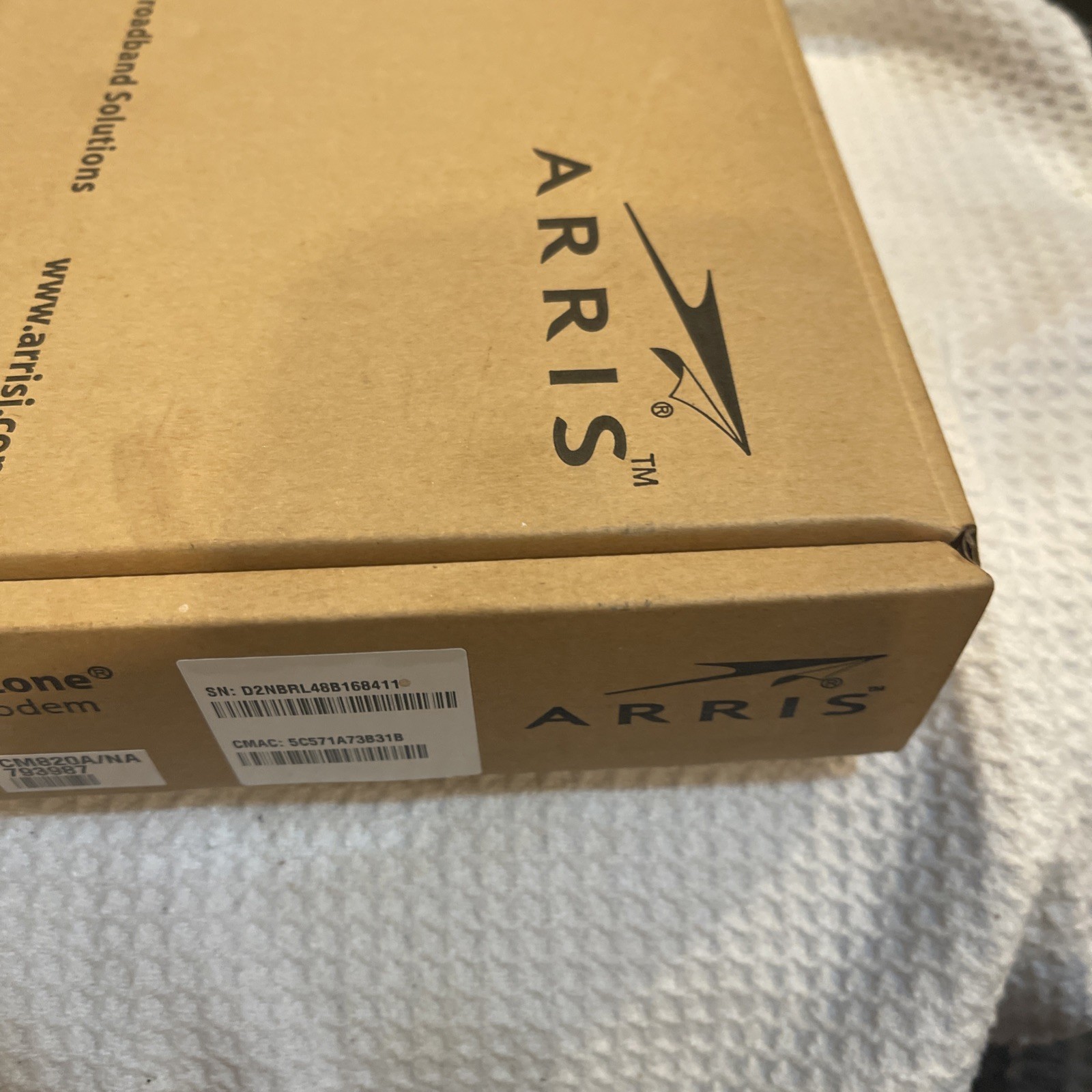 Arris D3.0 Cable Modem Model CM820A/NA, New, CMAC