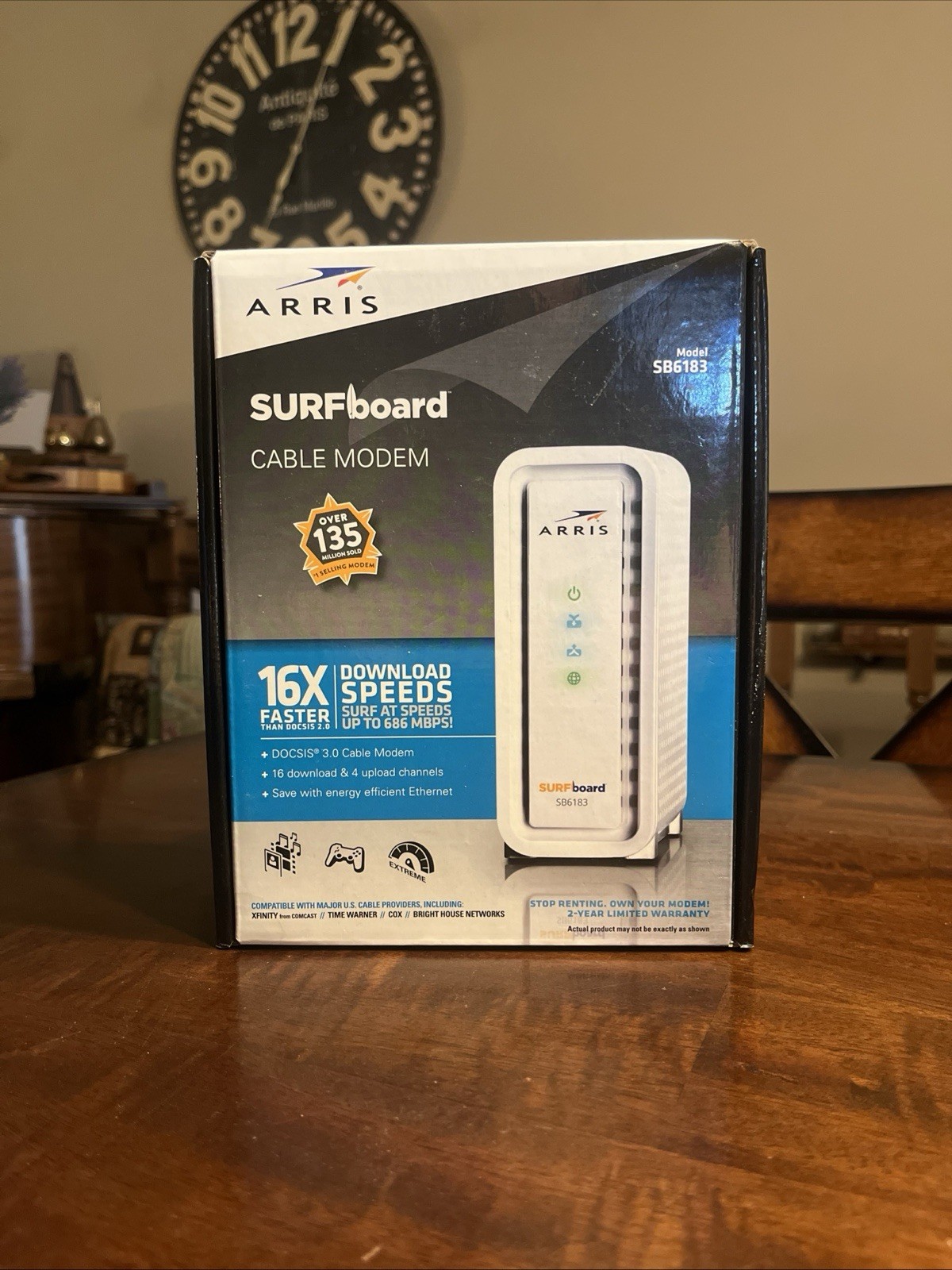 ARRIS SB6183 686 MBPS CABLE MODEM WHITE 59243200300 ULA3-38 NIB