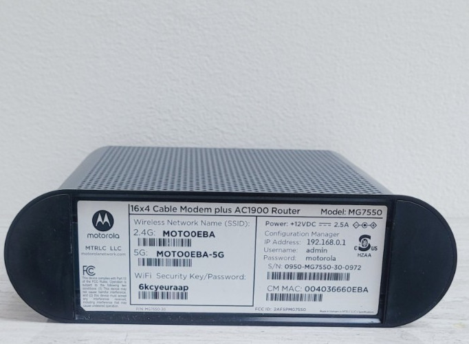 Motorola MG7550 16×4 High Speed ​​Cable Modem Plus AC1900 WiFi Router