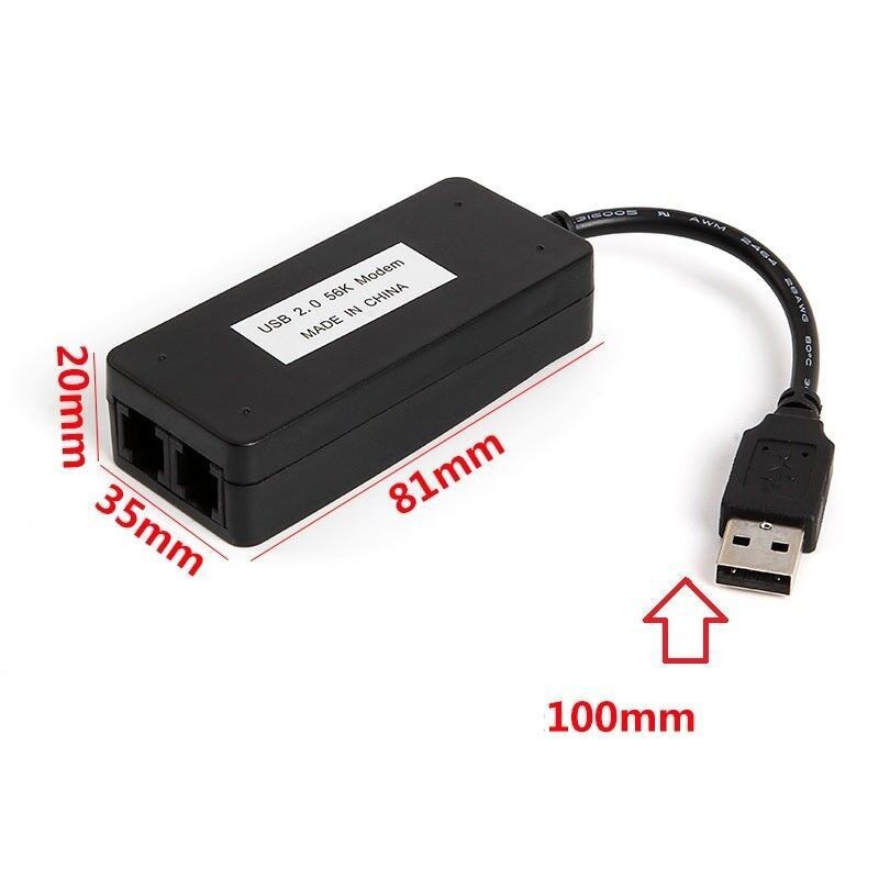 USB 56K V.92 Fax Modem External Data Dial-Up Internet Caller ID Plug & Play