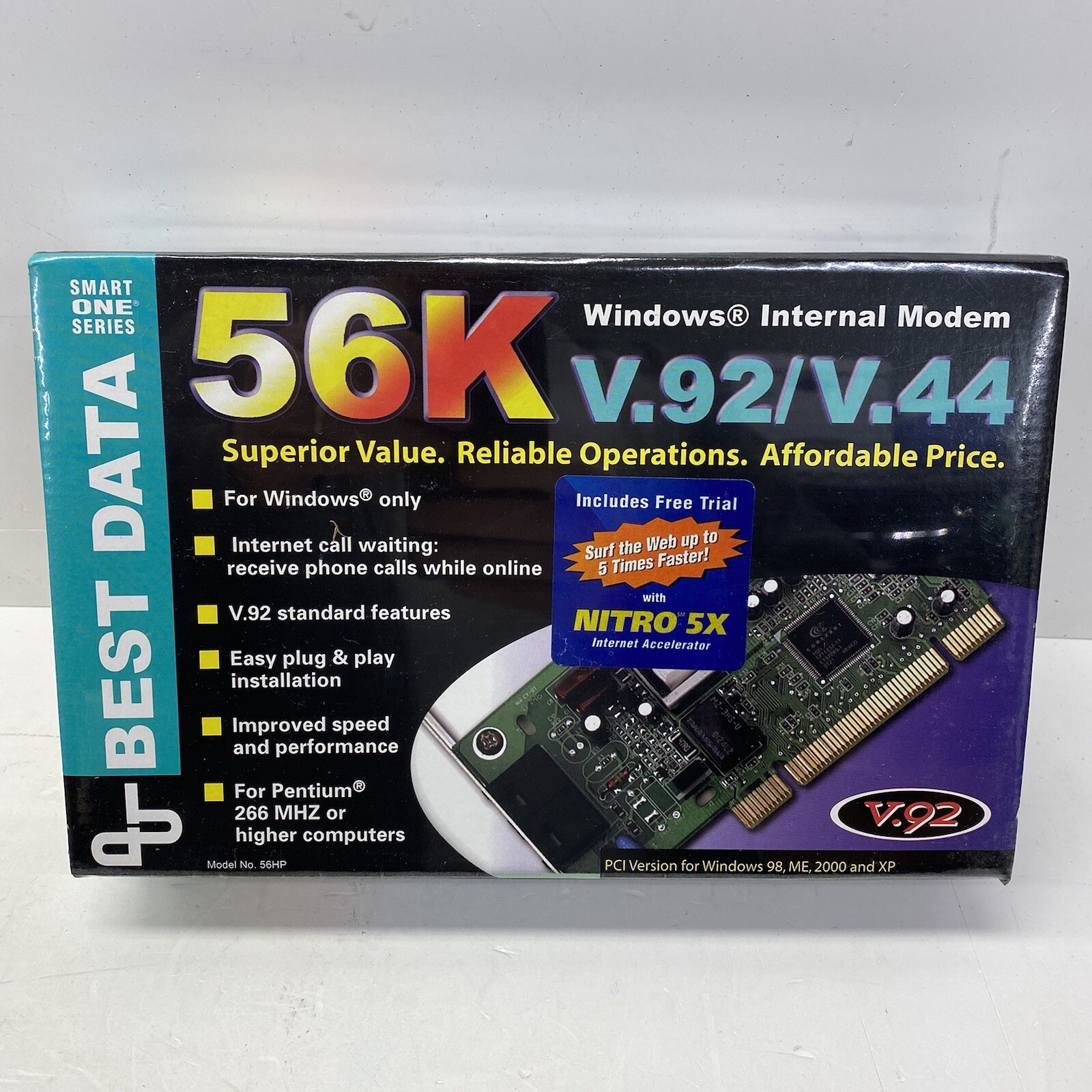 Best Data 56K Internal Modem Smart One V.92/V.44, PCI Slot – NEW
