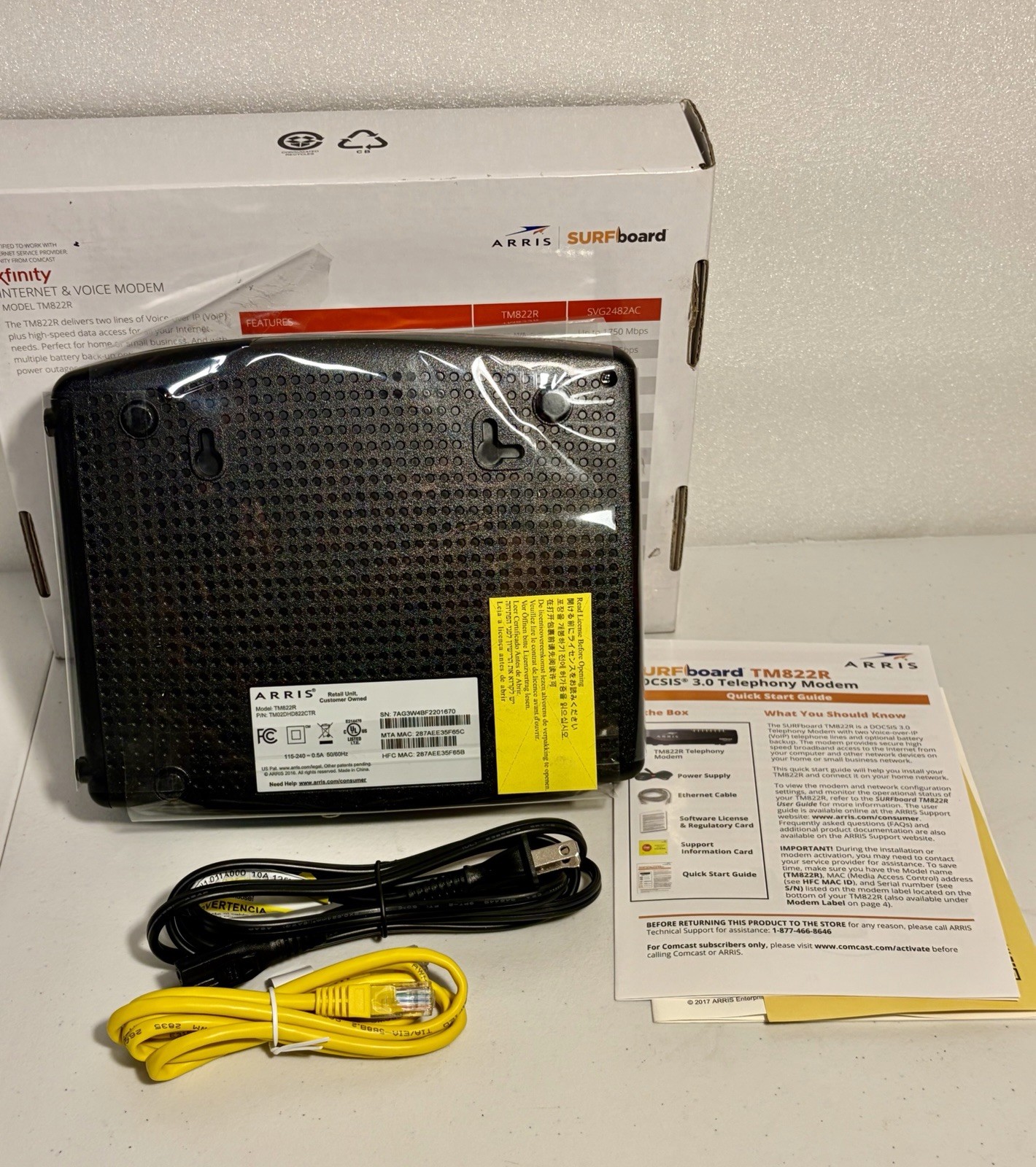 Arris SURFboard TM822R DOCSIS 3.0 Voice Cable Modem Open Box