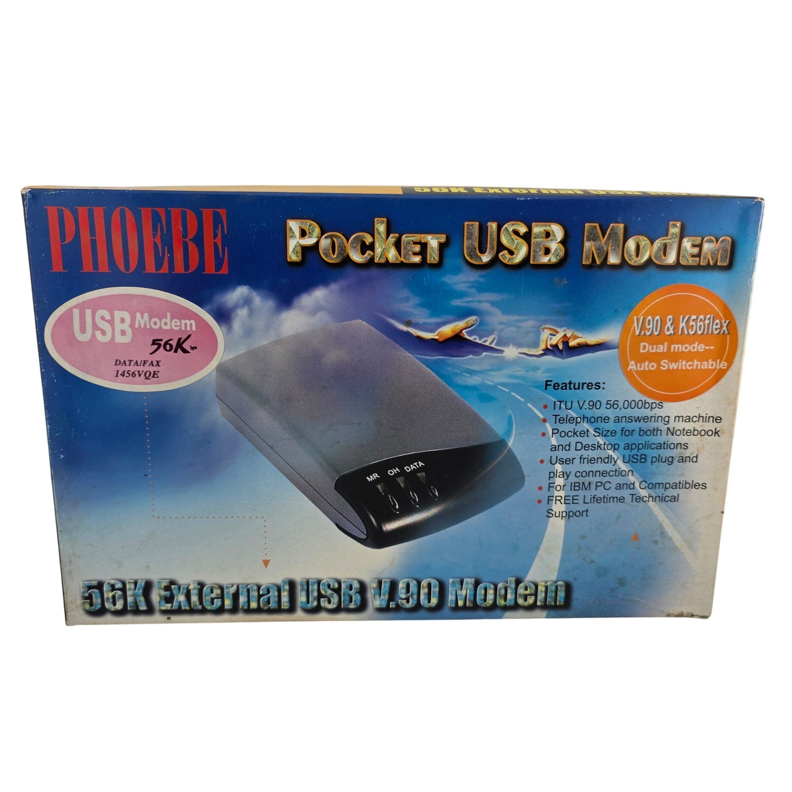 Phoebe Pocket USB 56K External Modem V.90 K56Flex Open Box NOS Sealed