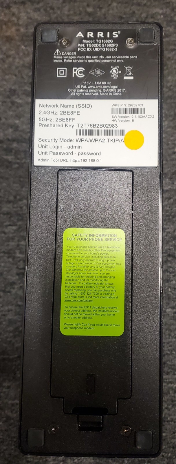 COX STRAIGHT UP MODEM. USED. NOT SURE IF IT CAN BE ACTIVATED.