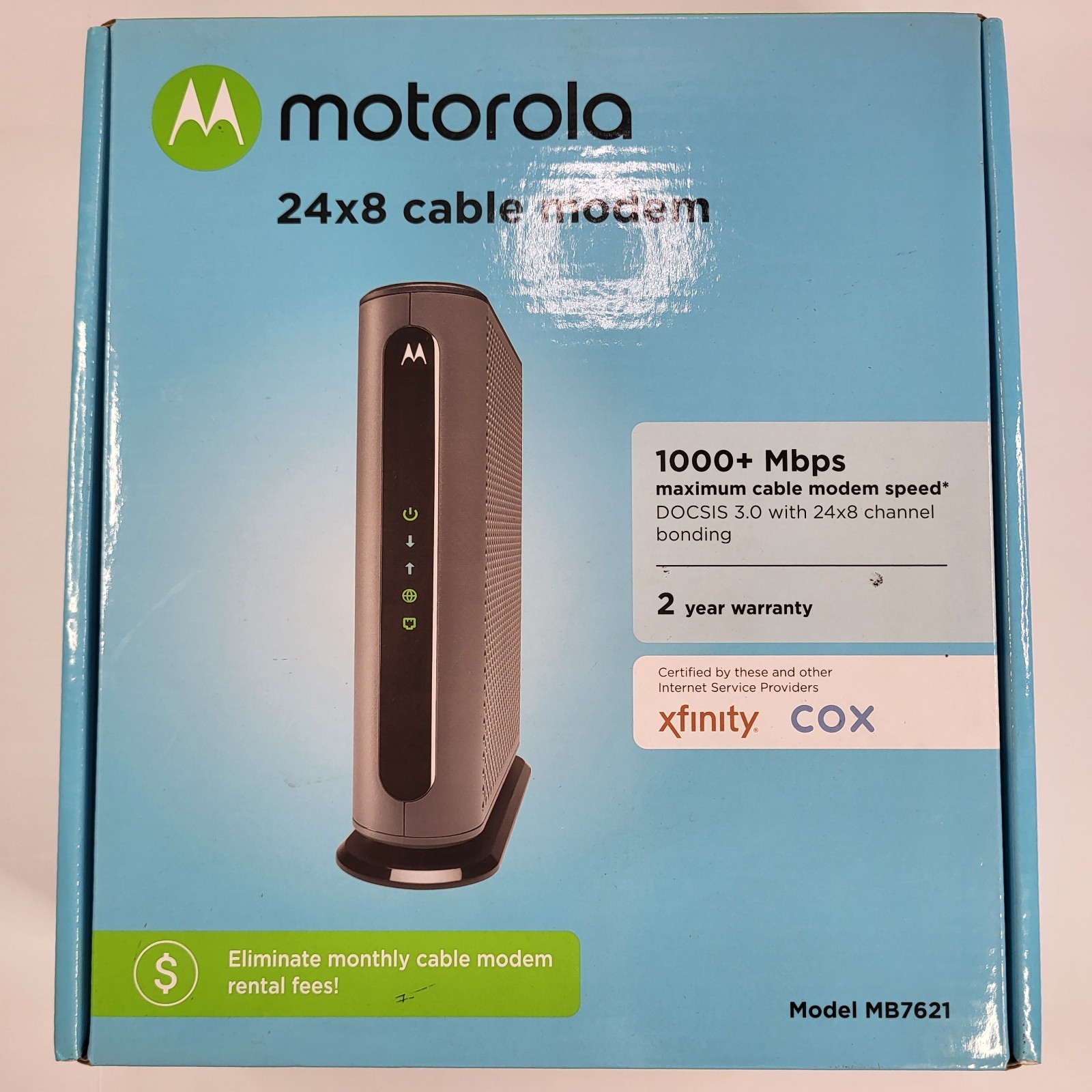 Motorola Mb7621 Cable Modem Router Docsis 3.0 1000+ Mbps Xfinity Cox 24×8 Nib
