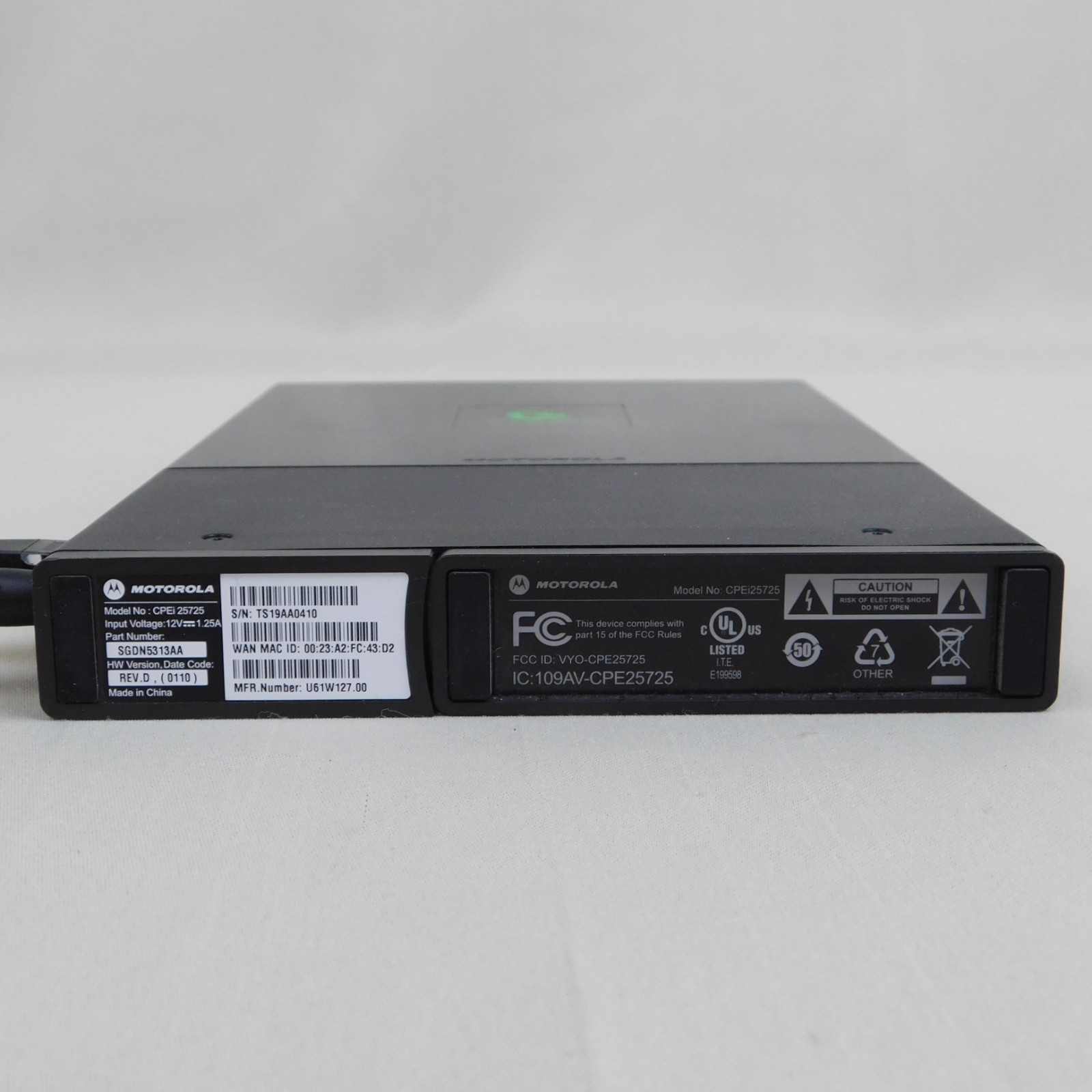 Motorola WiMAX Clear CPEi25725 Modem Tested Working with Ethernet Cable #8175
