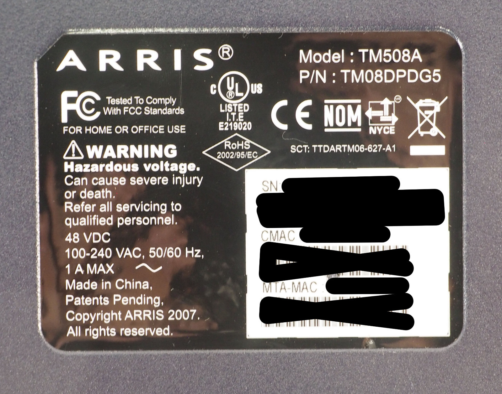 Arris Touchstone Telephony Modem TM508 TM508A TM08DPDG5