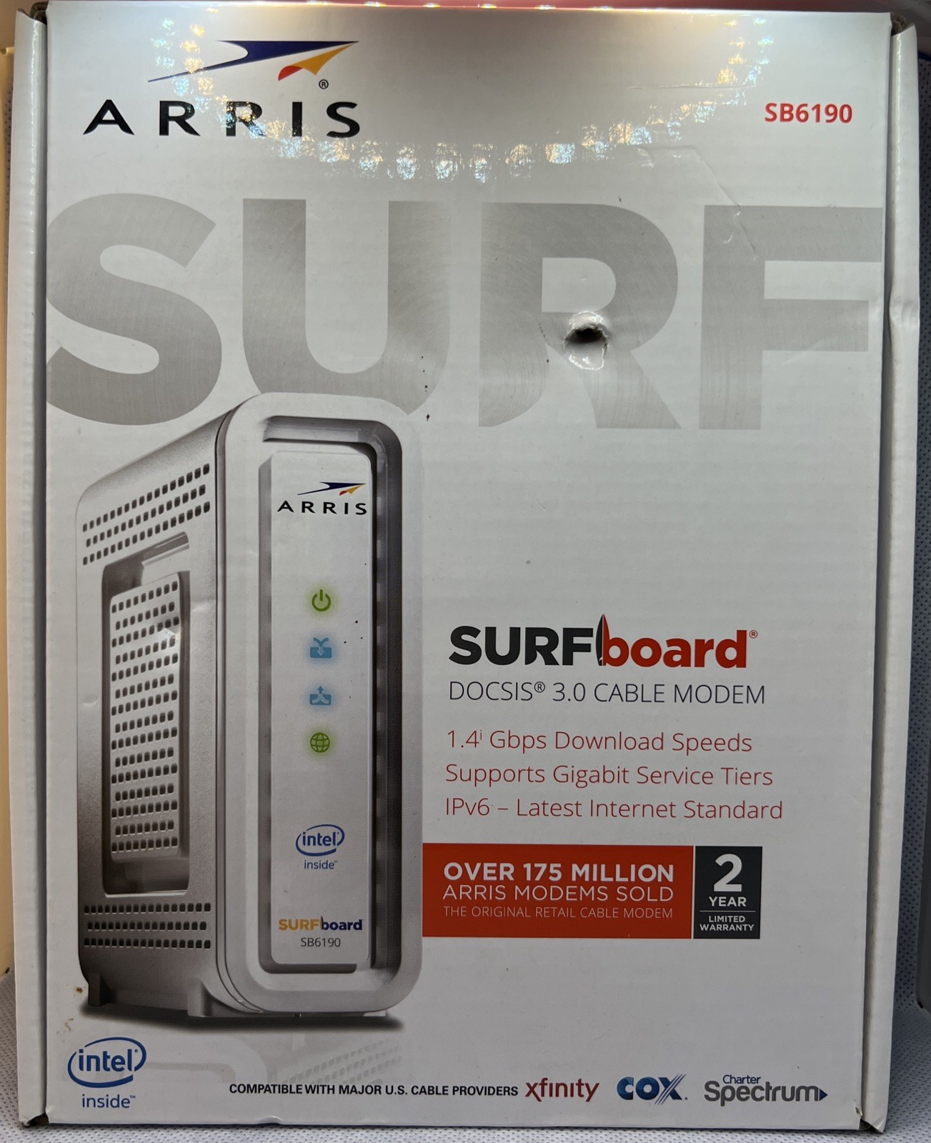 ARRIS SURFboard SB6190 DOCSIS 3.0 32 x 8 Gigabit Cable Modem White (Fast ship)**