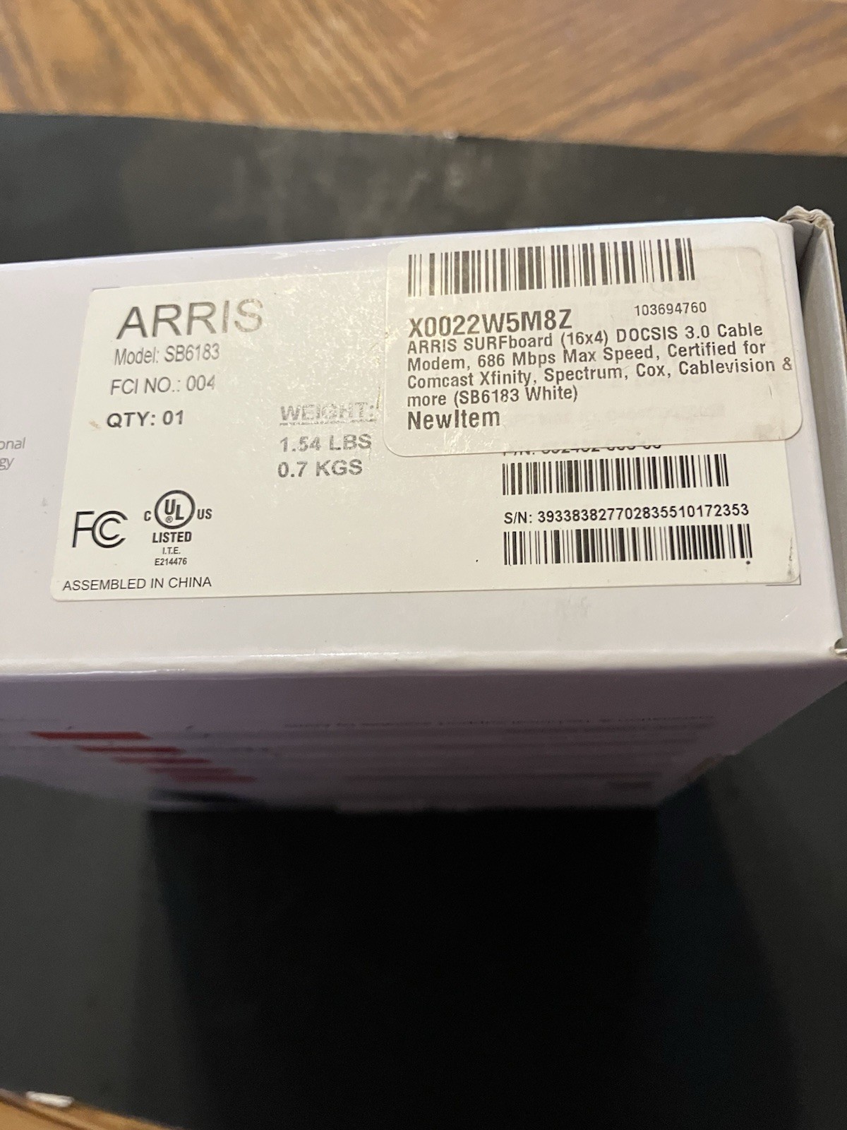 ARRIS SB6183 Surfboard DOCSIS 3.0 Cable Modem for Cox Spectrum Xfinity