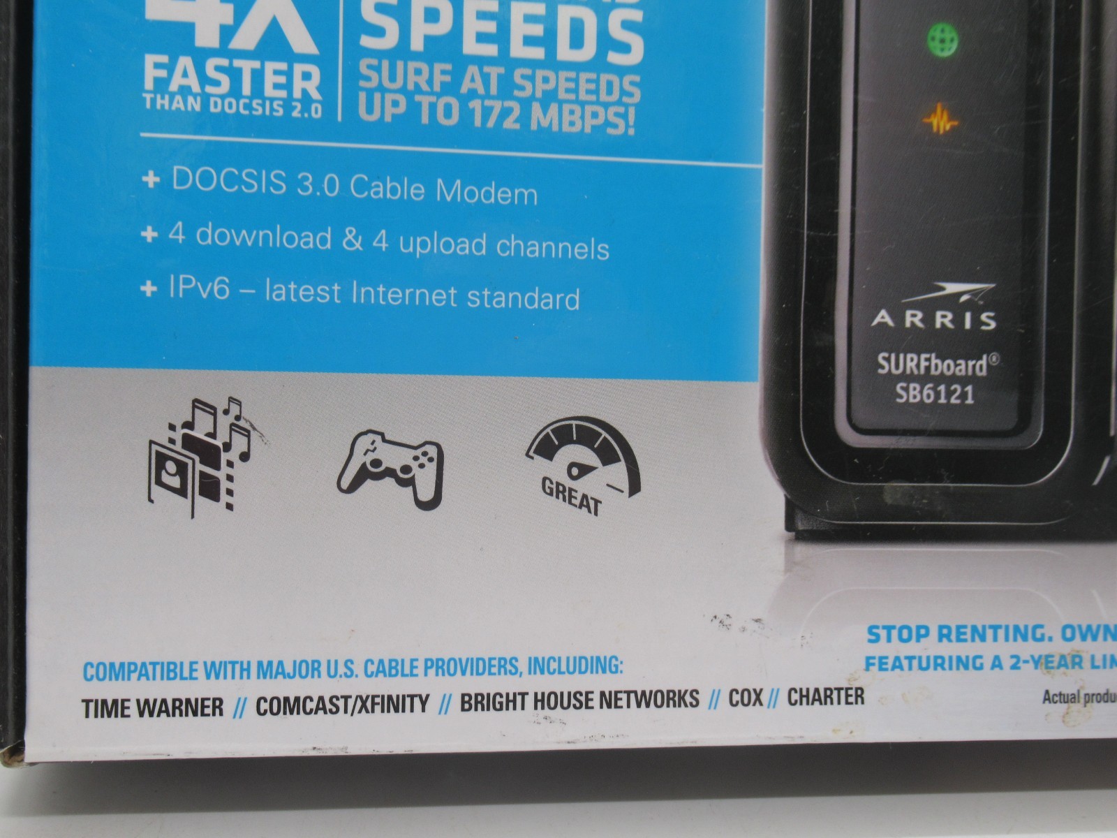 MOTOROLA ARRIS 200 SERIES SURFBOARD HI-SPEED DOCSIS 3.0 CABLE MODEM SB6121, IPV6