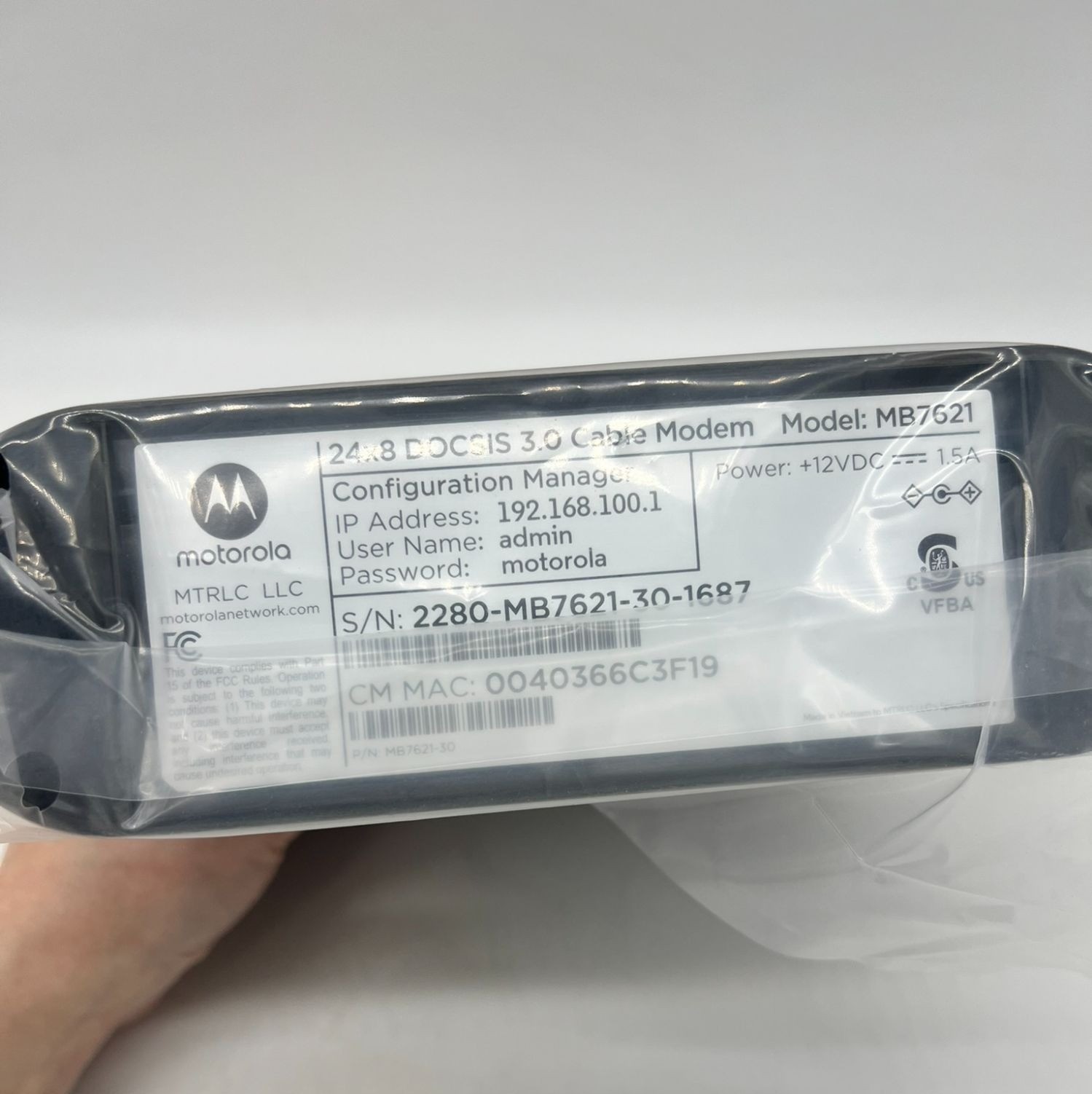 NEW Motorola MB7621 24×8 DOCSIS 3.0 Cable Modem 1000 Mbps Xfinity Cox Sealed