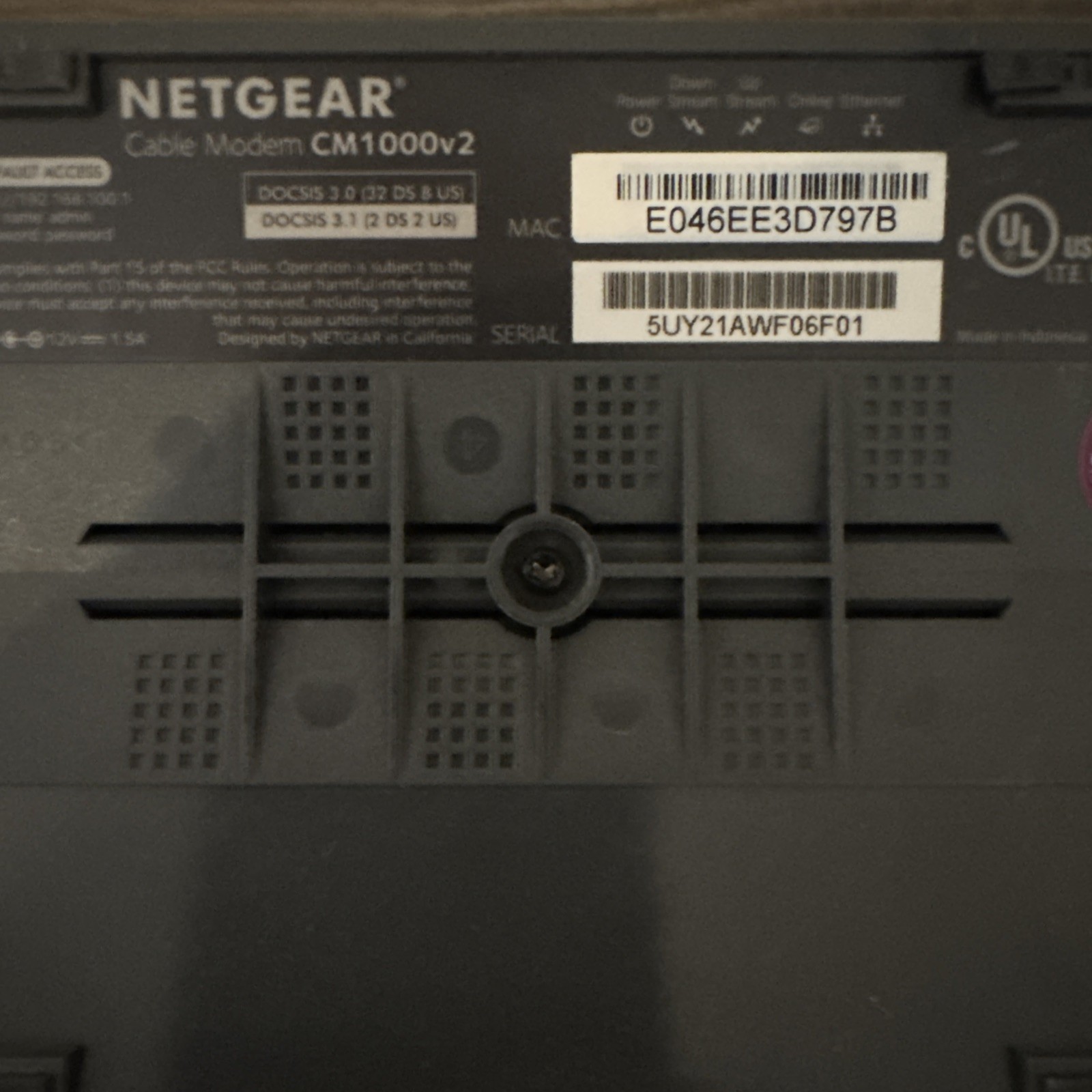 Netgear CM1000v2 Cable Modem DOCSIS 3.1
