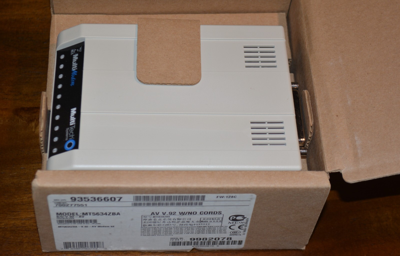 MultiTech MultiModem MT5634ZBA Serial V.92 AV External Desktop Data Fax Modem