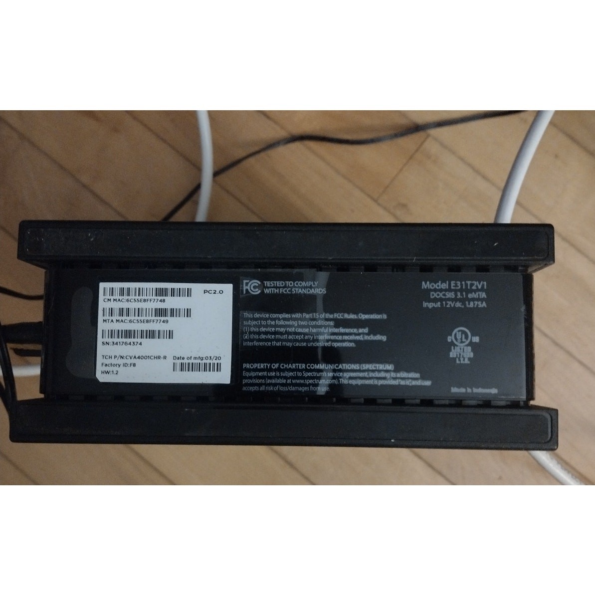 Spectrum DOCSIS 3.1 Cable Modem E31T2V1 Gigabit High-Speed Internet – Working