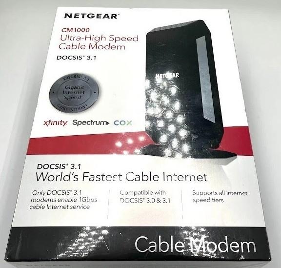 NETGEAR CM1000 Ultra-High Speed Cable Modem, 100NAS DOCSIS 3.1 Gigabit **NEW**