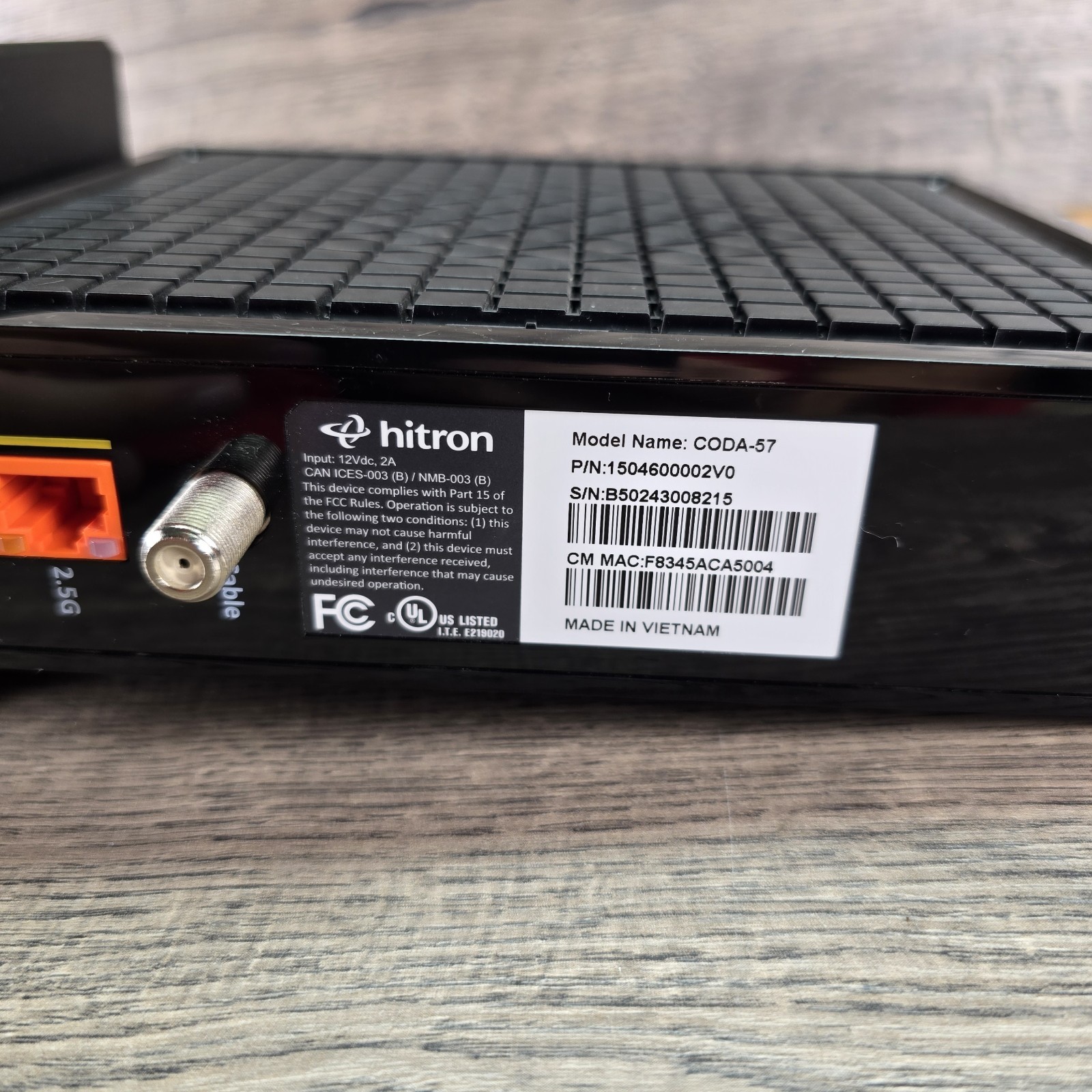 Hitron CODA-57 DOCSIS 3.1 Cable Modem Black 2.5G Port High Speed Internet