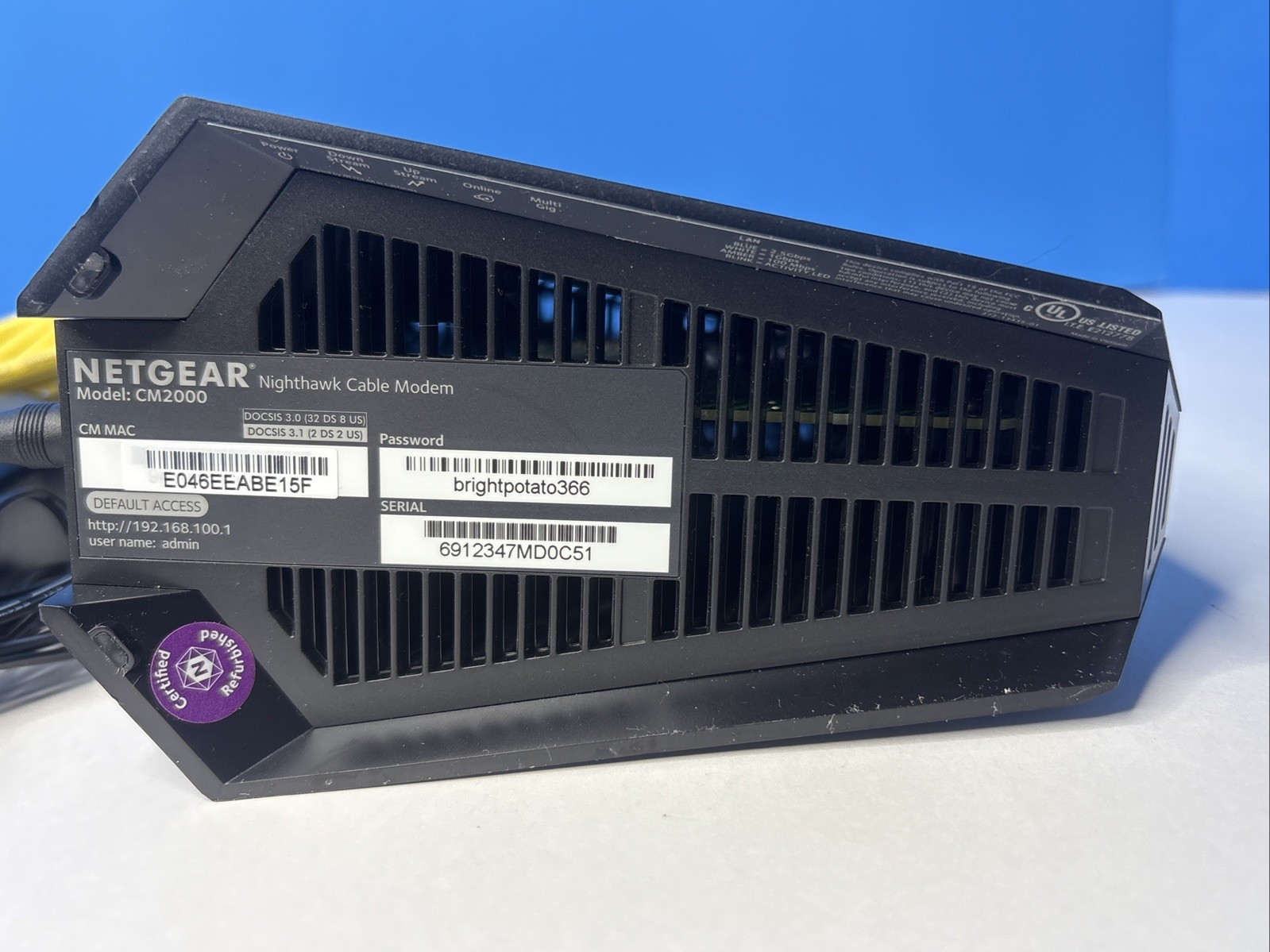 Netgear Nighthawk CM2000 2.5Gbps Cable Modem – DOCSIS 3.1