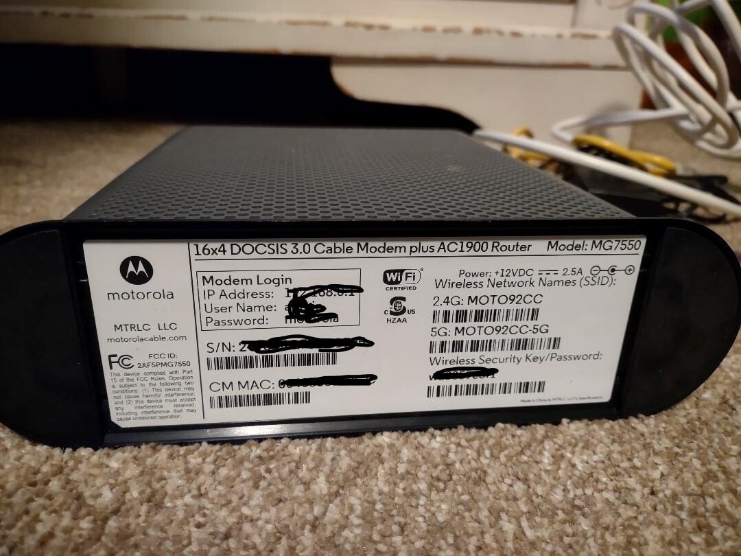 Motorola MG 7550 MG7550 Modem WiFi Router Combo.. Comcast Xfinity, Cox, Spectrum