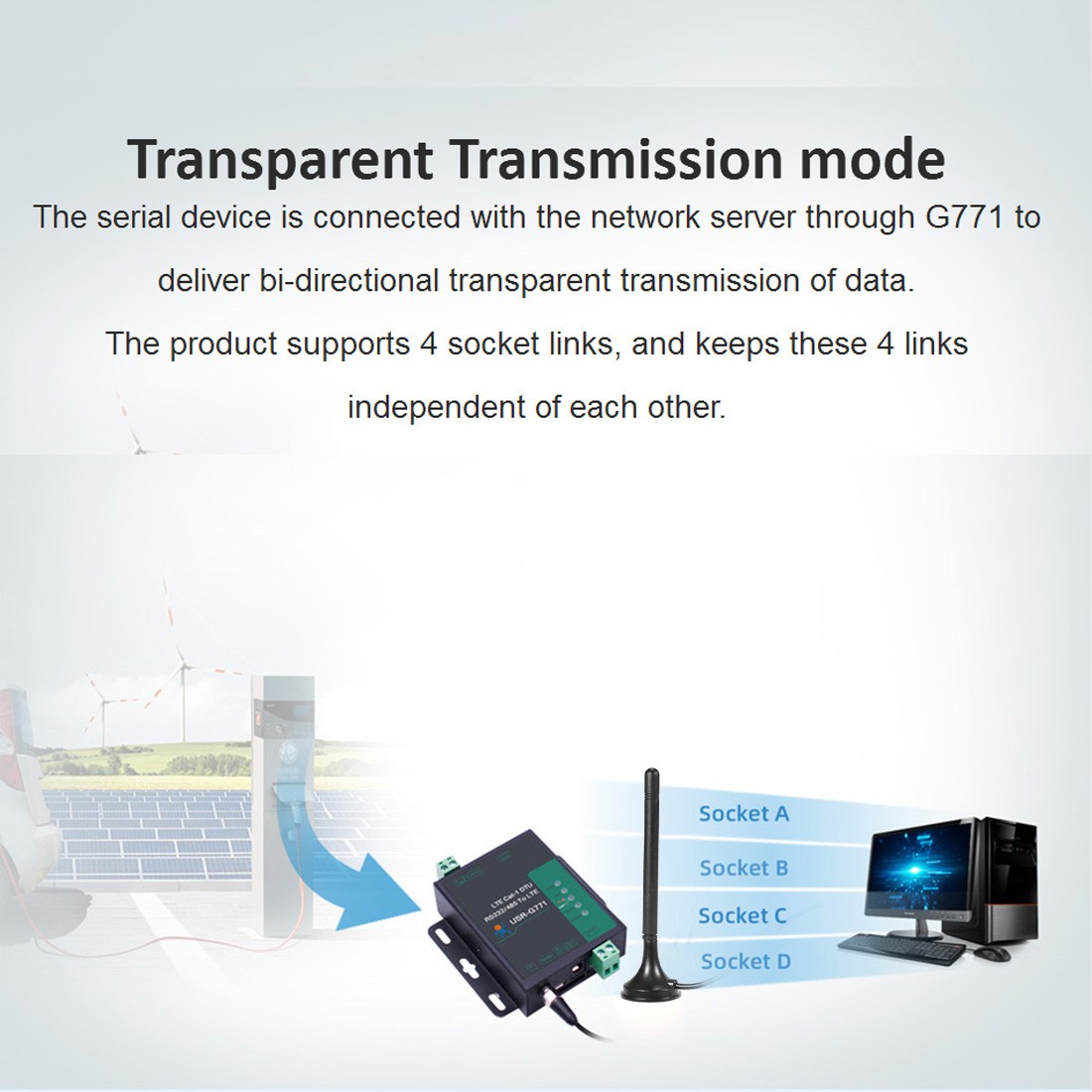 USR-G771-E LTE CAT 1 Cellular Modem For LTE GSM TCP UDP Transparent Transmission